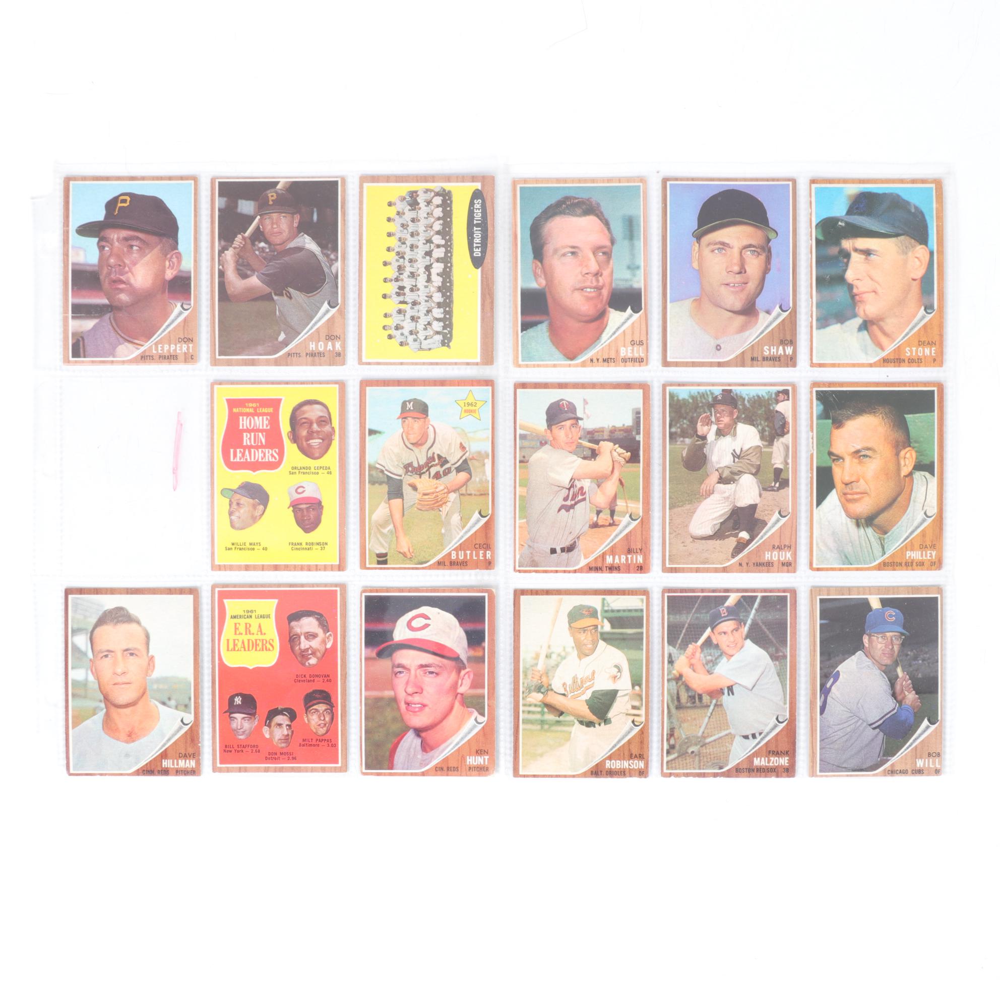 1962  Topps Baseball Cards with #54 NL Home Run Leaders and #55 AL ERA Leaders