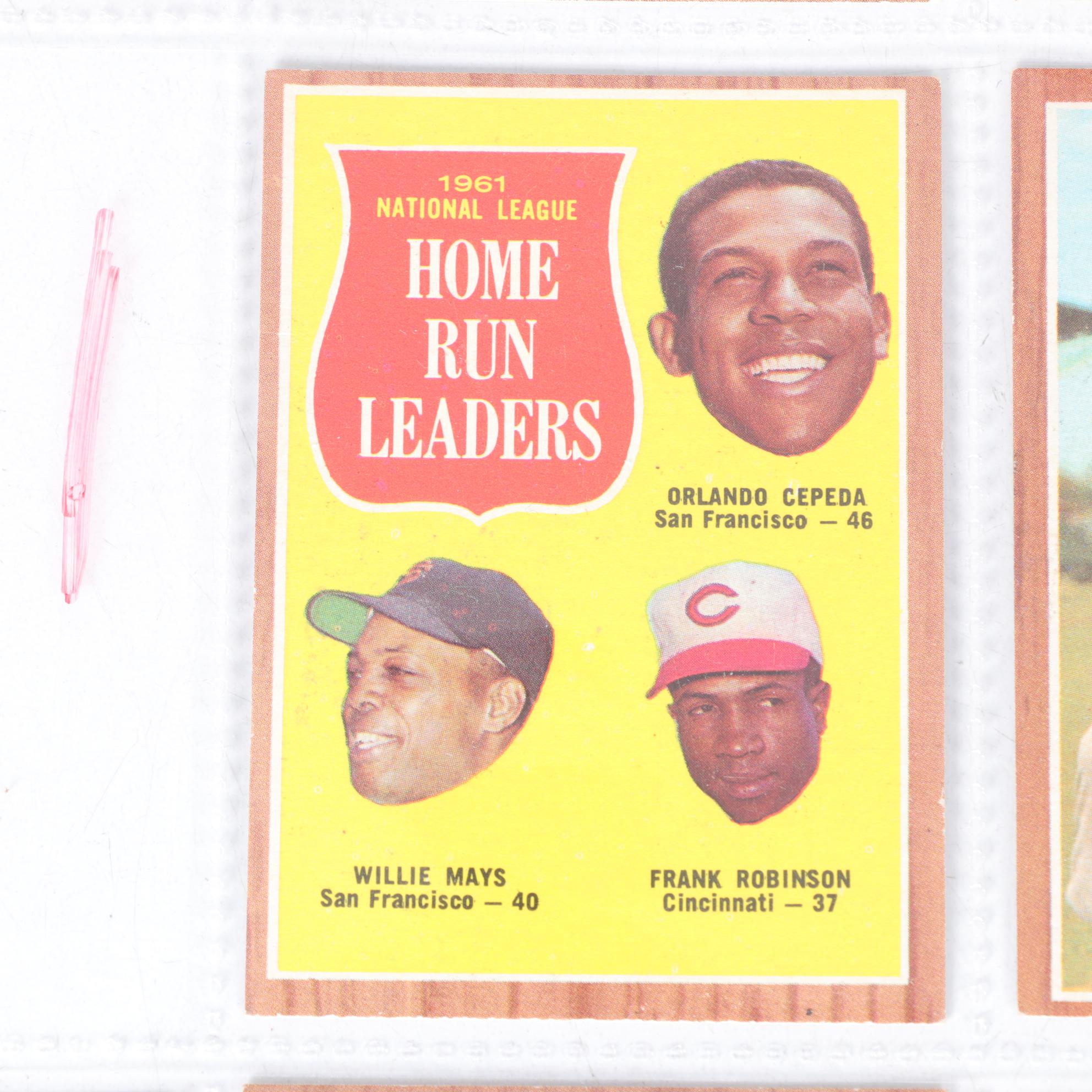 1962  Topps Baseball Cards with #54 NL Home Run Leaders and #55 AL ERA Leaders