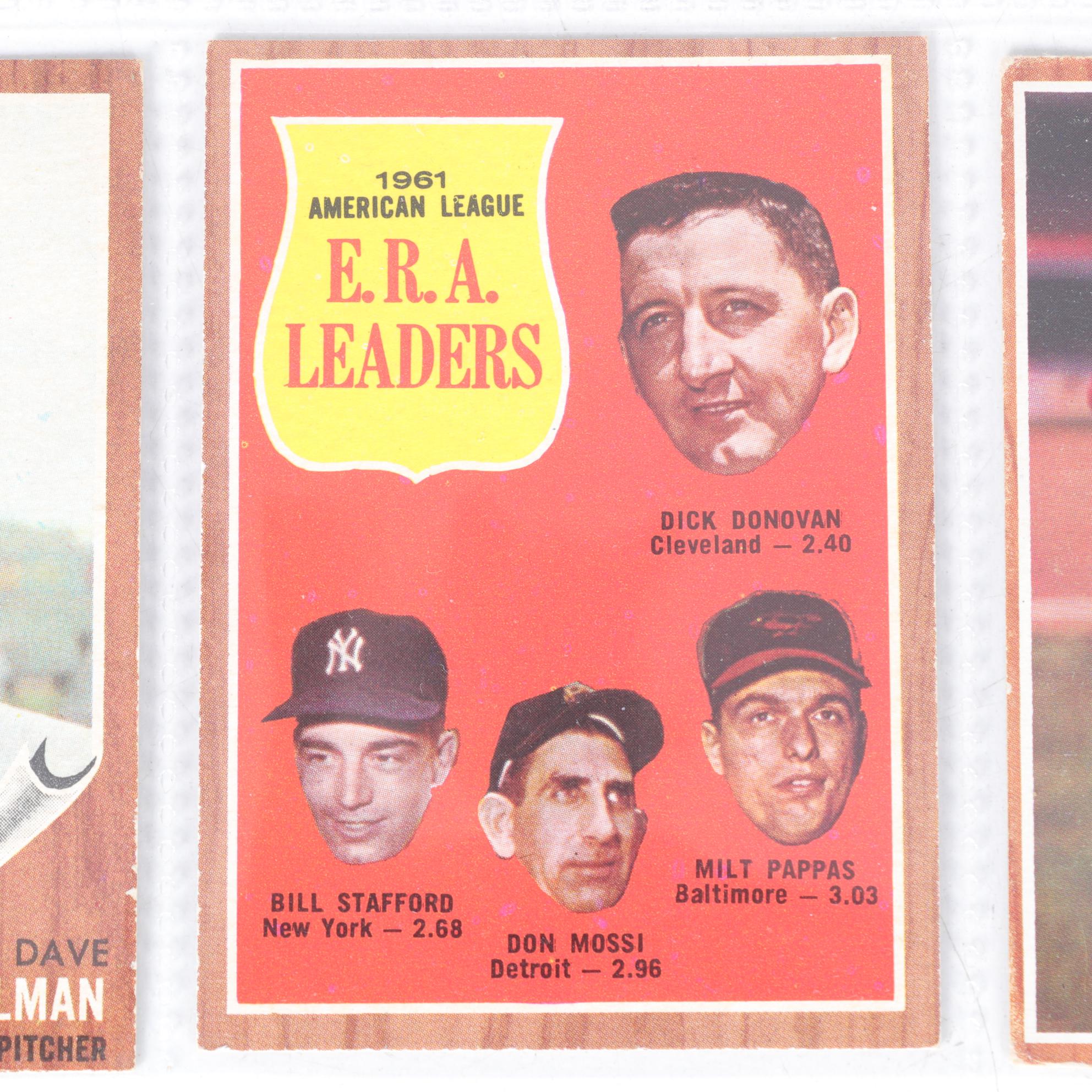 1962  Topps Baseball Cards with #54 NL Home Run Leaders and #55 AL ERA Leaders