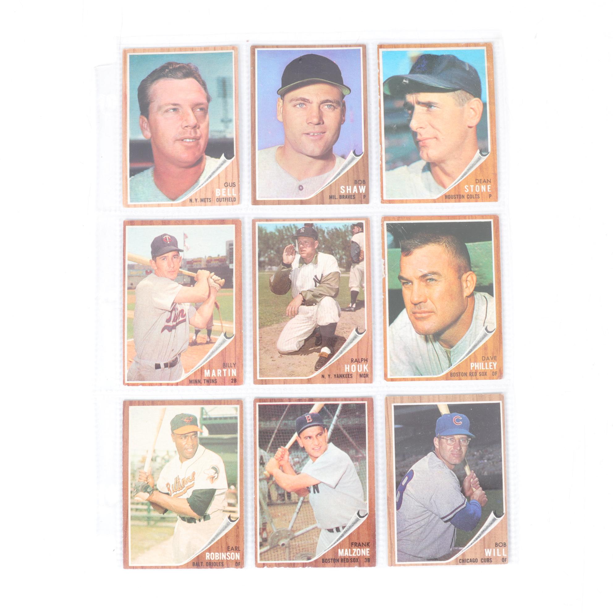 1962  Topps Baseball Cards with #54 NL Home Run Leaders and #55 AL ERA Leaders