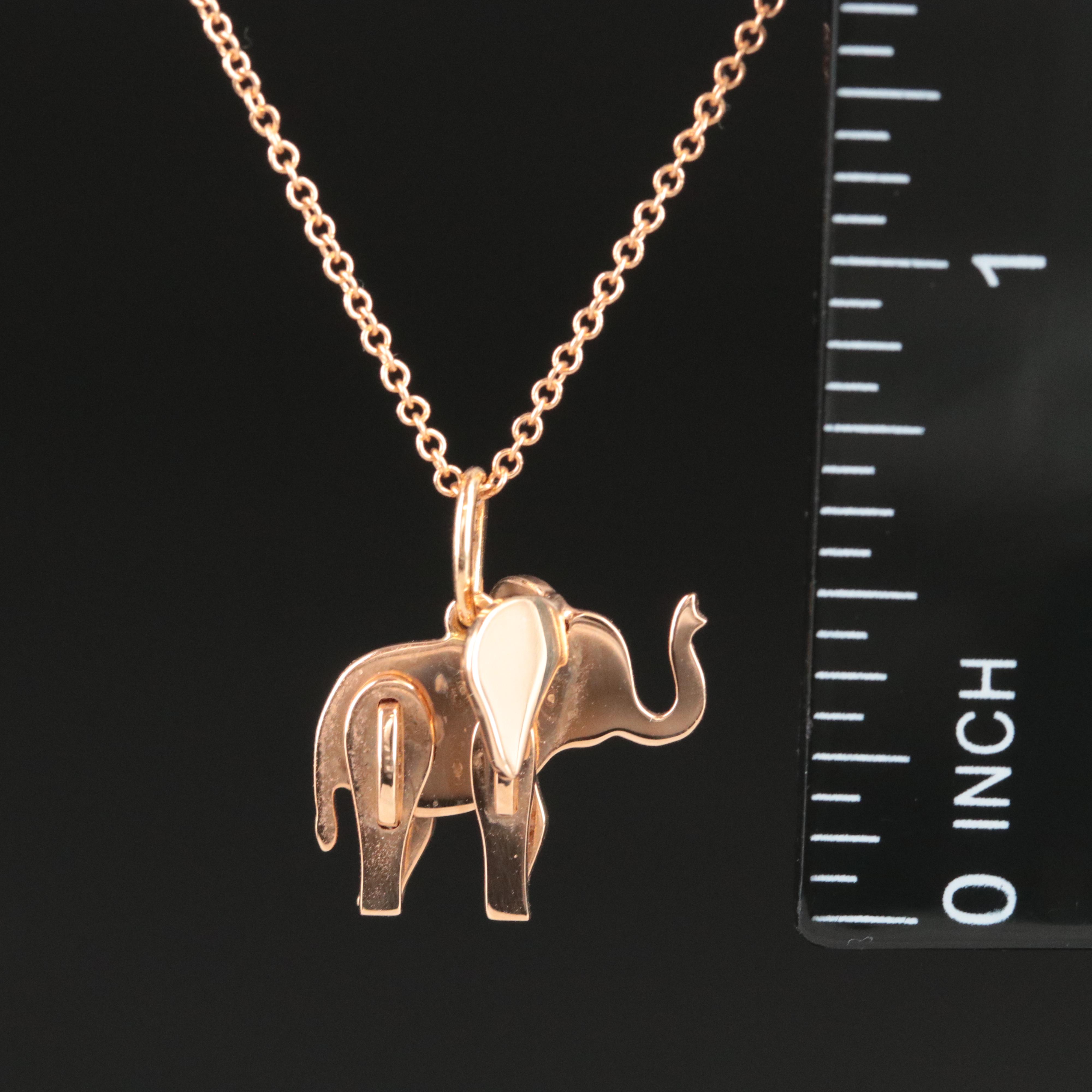 Tiffany & Co. 18K Rose Gold "Save the Elephant" Pendant Necklace
