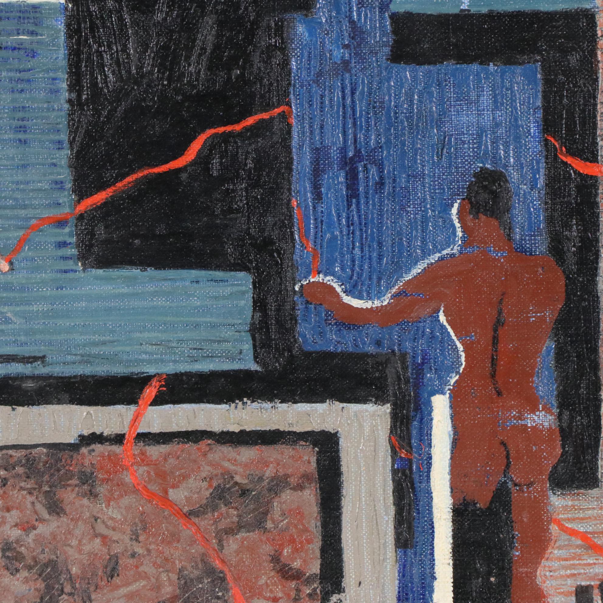 Charles Ragland Bunnell Modernist Figurative Oil Painting, 1945