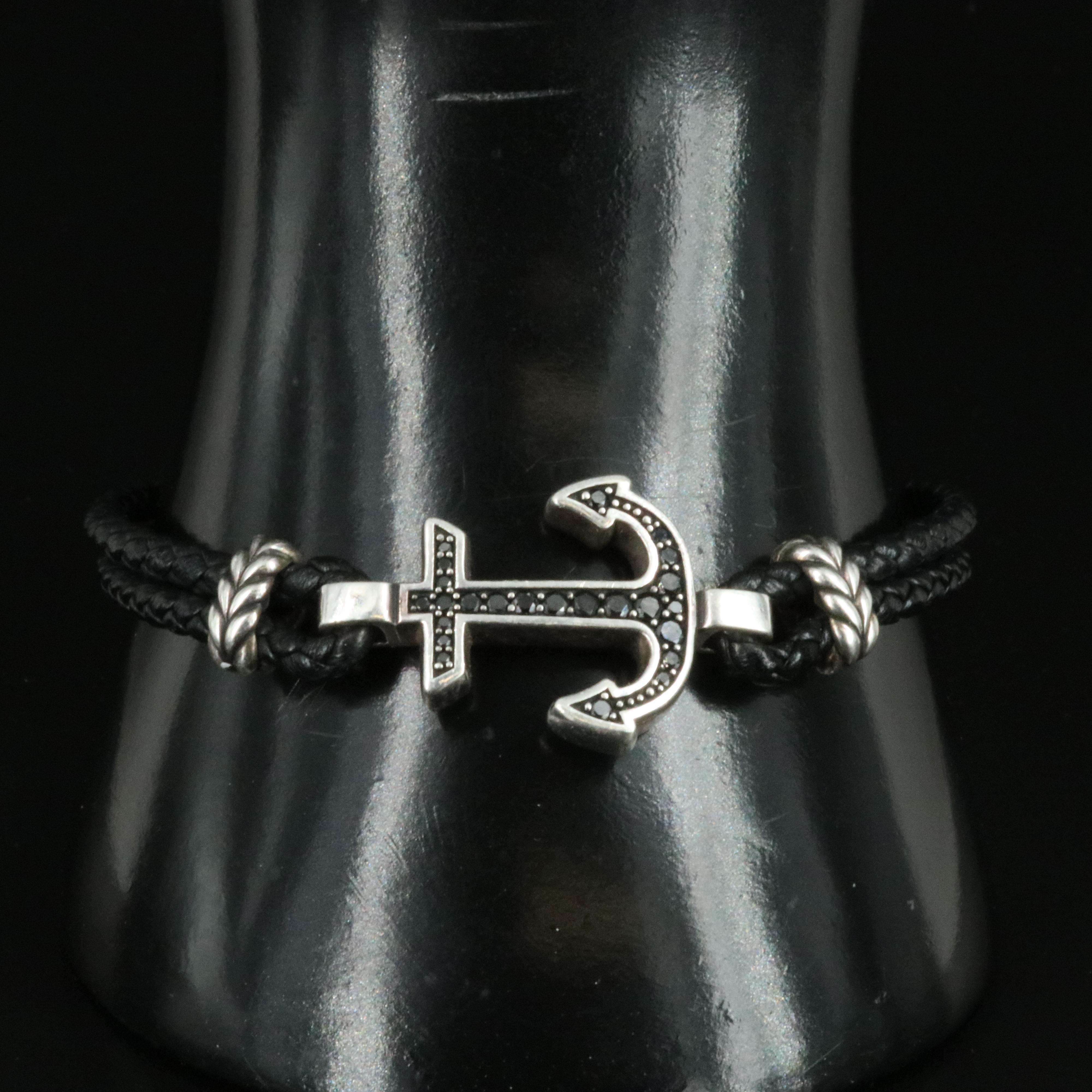 David Yurman Sterling Maritime Anchor Bracelet with Lab Grown Black Diamonds