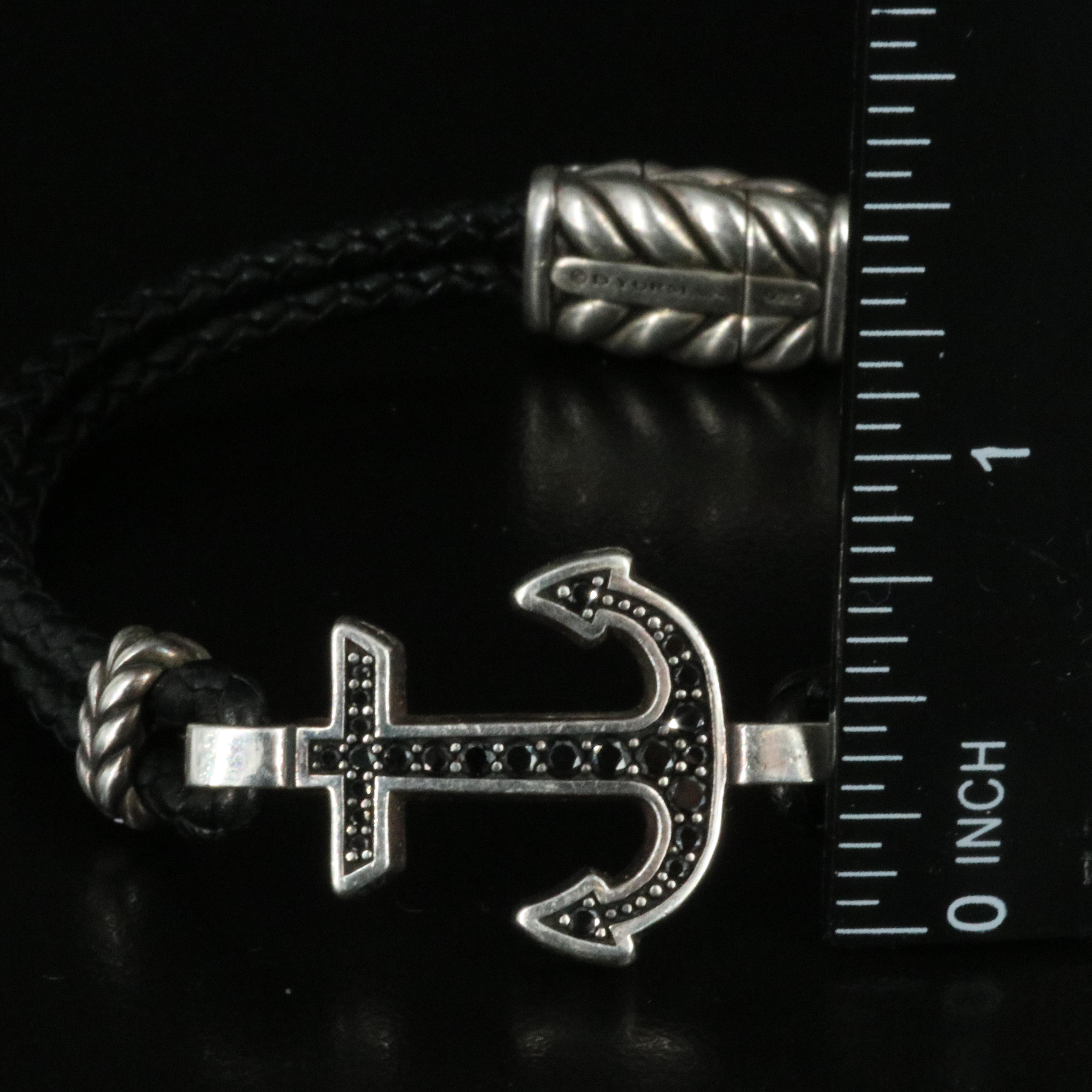 David Yurman Sterling Maritime Anchor Bracelet with Lab Grown Black Diamonds