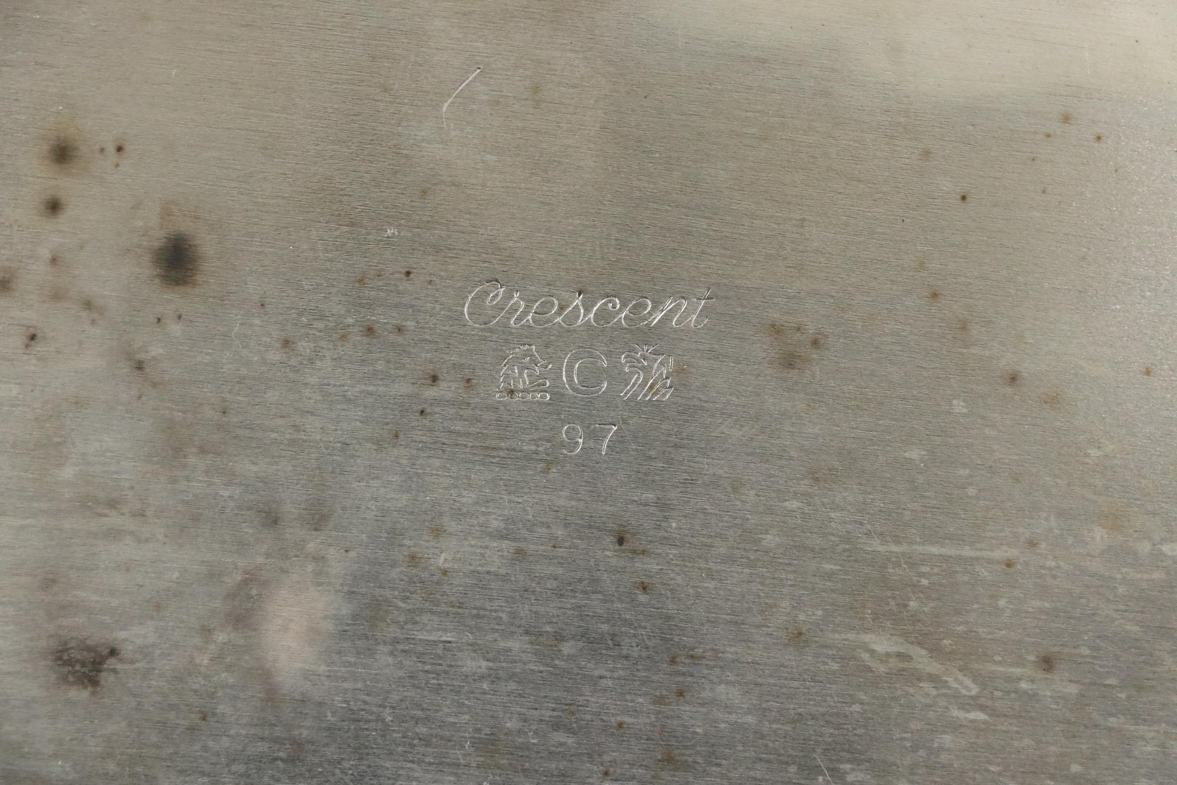 Crescent and Other Silver Plate Gallery Trays, Mid to Late 20th Century