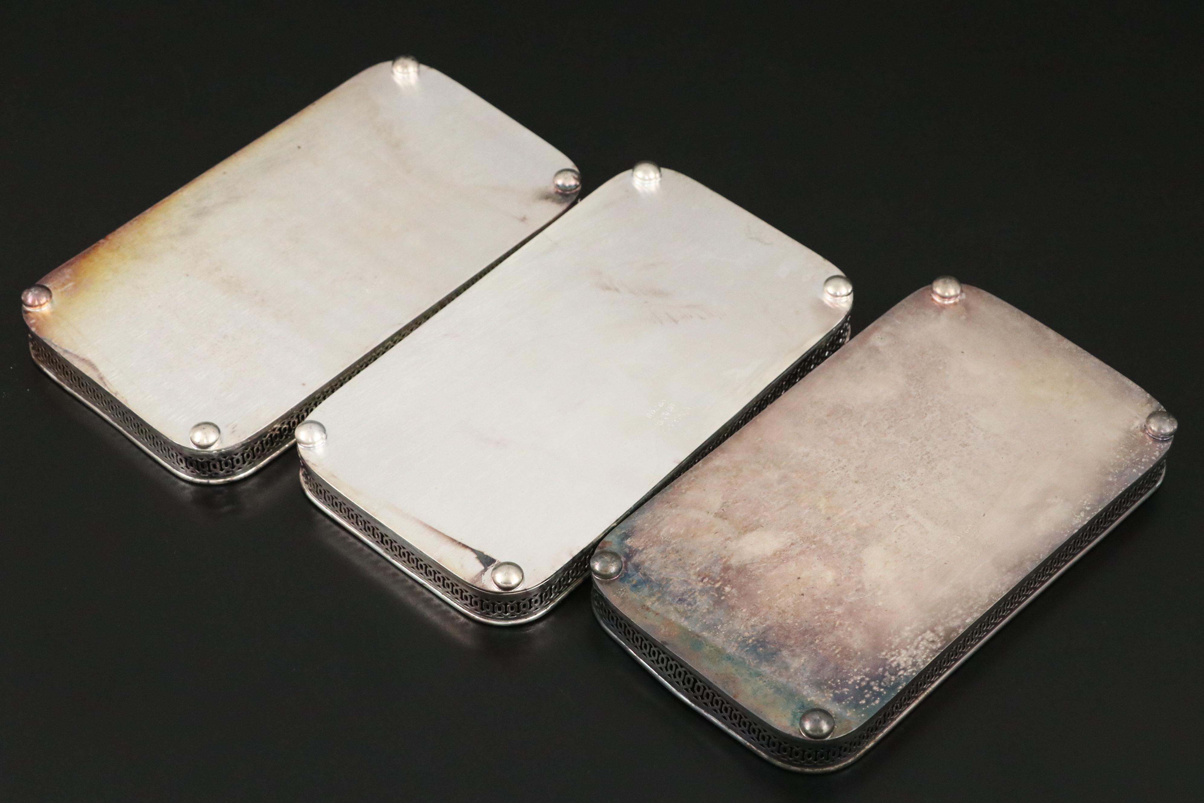 Crescent and Other Silver Plate Gallery Trays, Mid to Late 20th Century