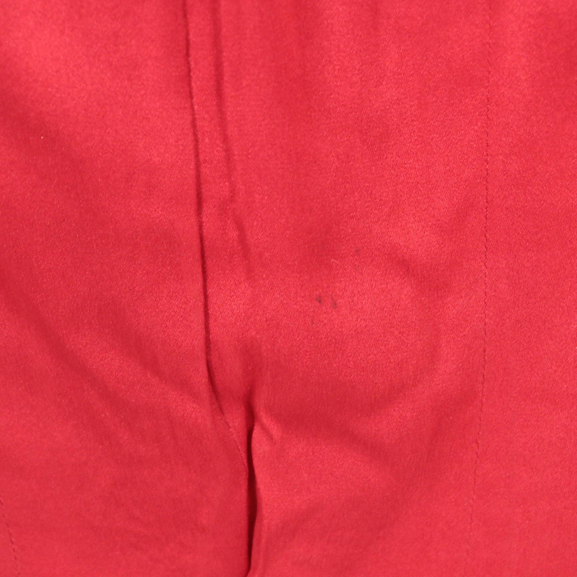 Chanel Boutique Red Bouclé Skirt Suit with Gold Tone Basketweave Buttons