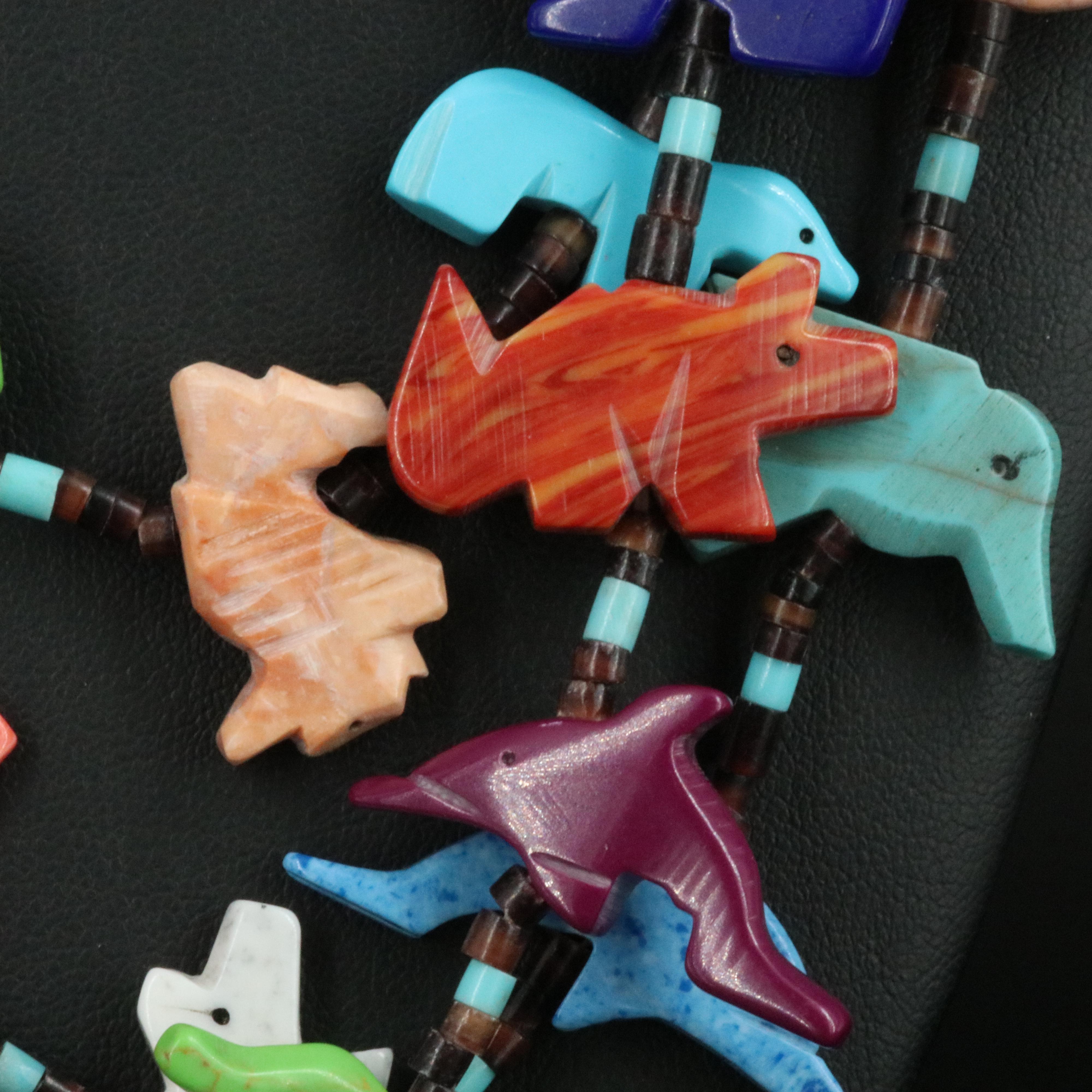 Tiered Three Strand Fetish Necklace Including Shell and Calcite