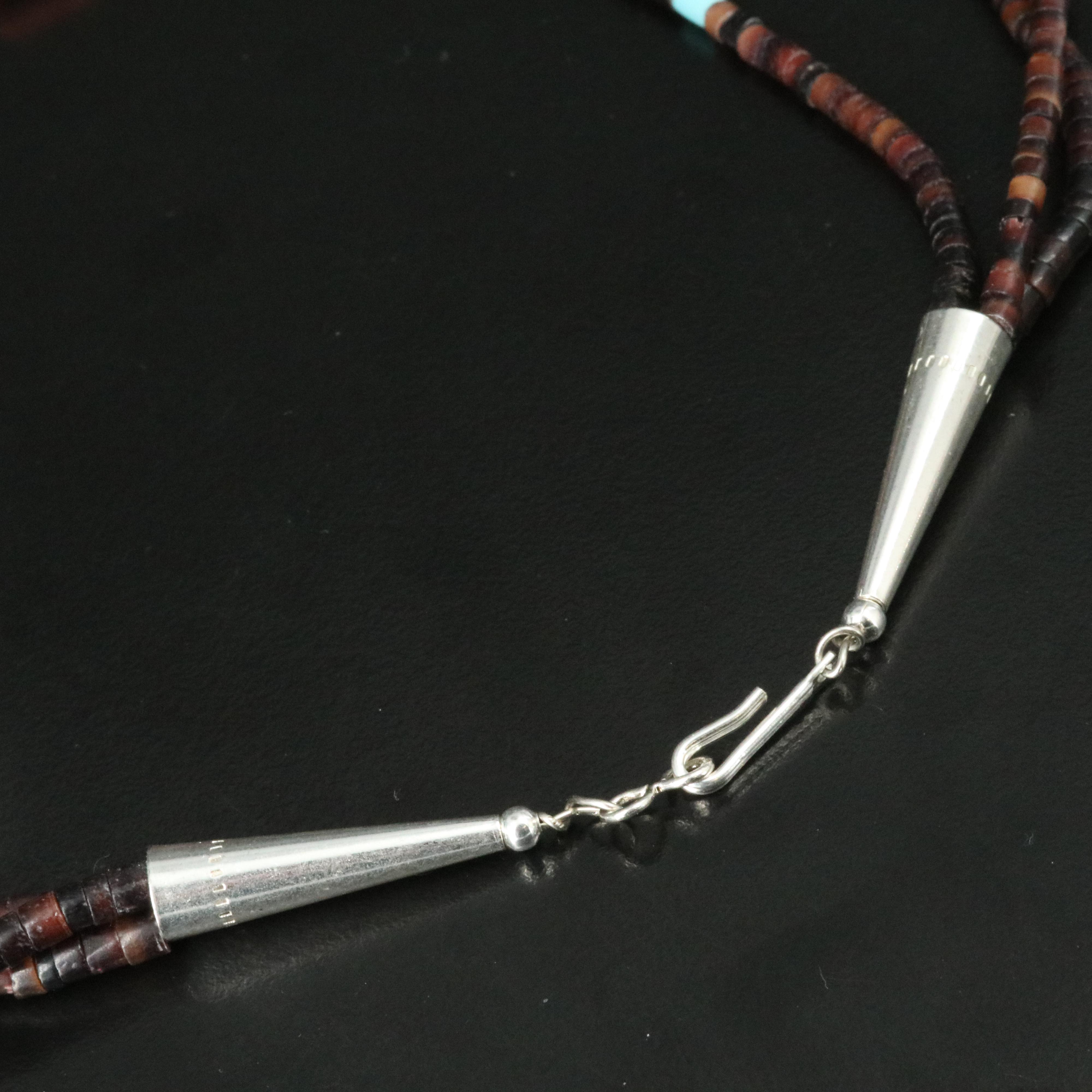 Tiered Three Strand Fetish Necklace Including Shell and Calcite