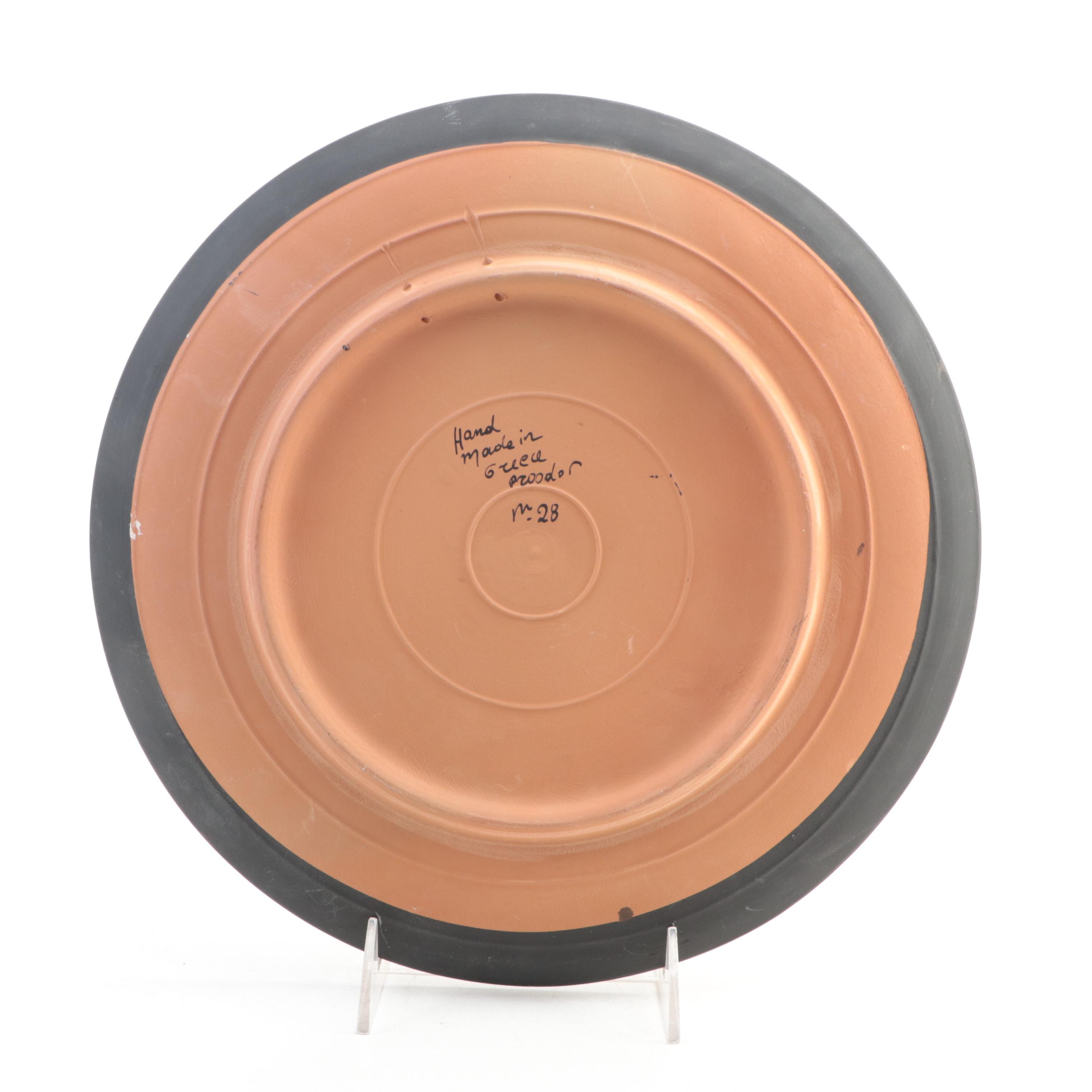 Greek Black Figure Pottery Charger and Urn