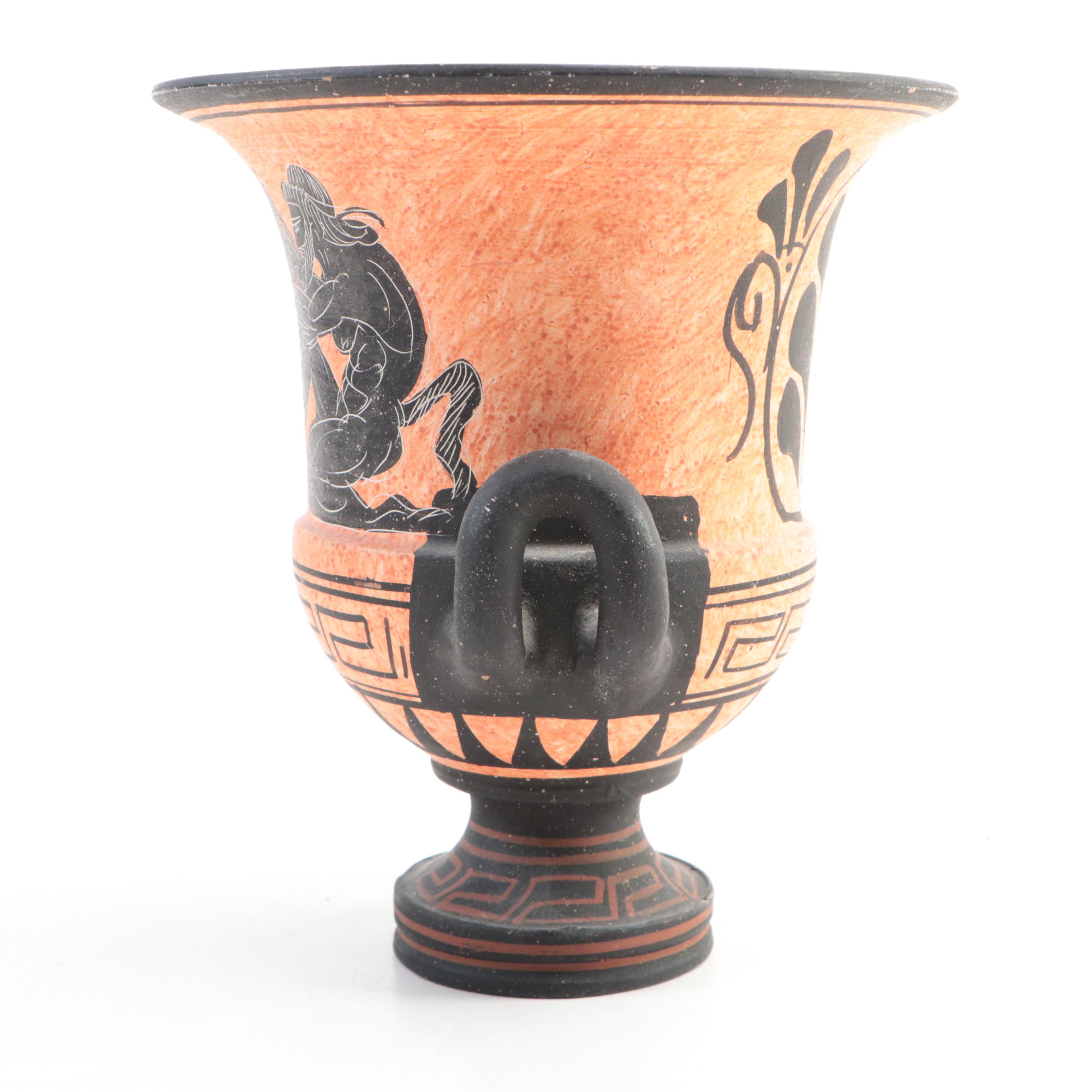 Greek Black Figure Pottery Charger and Urn