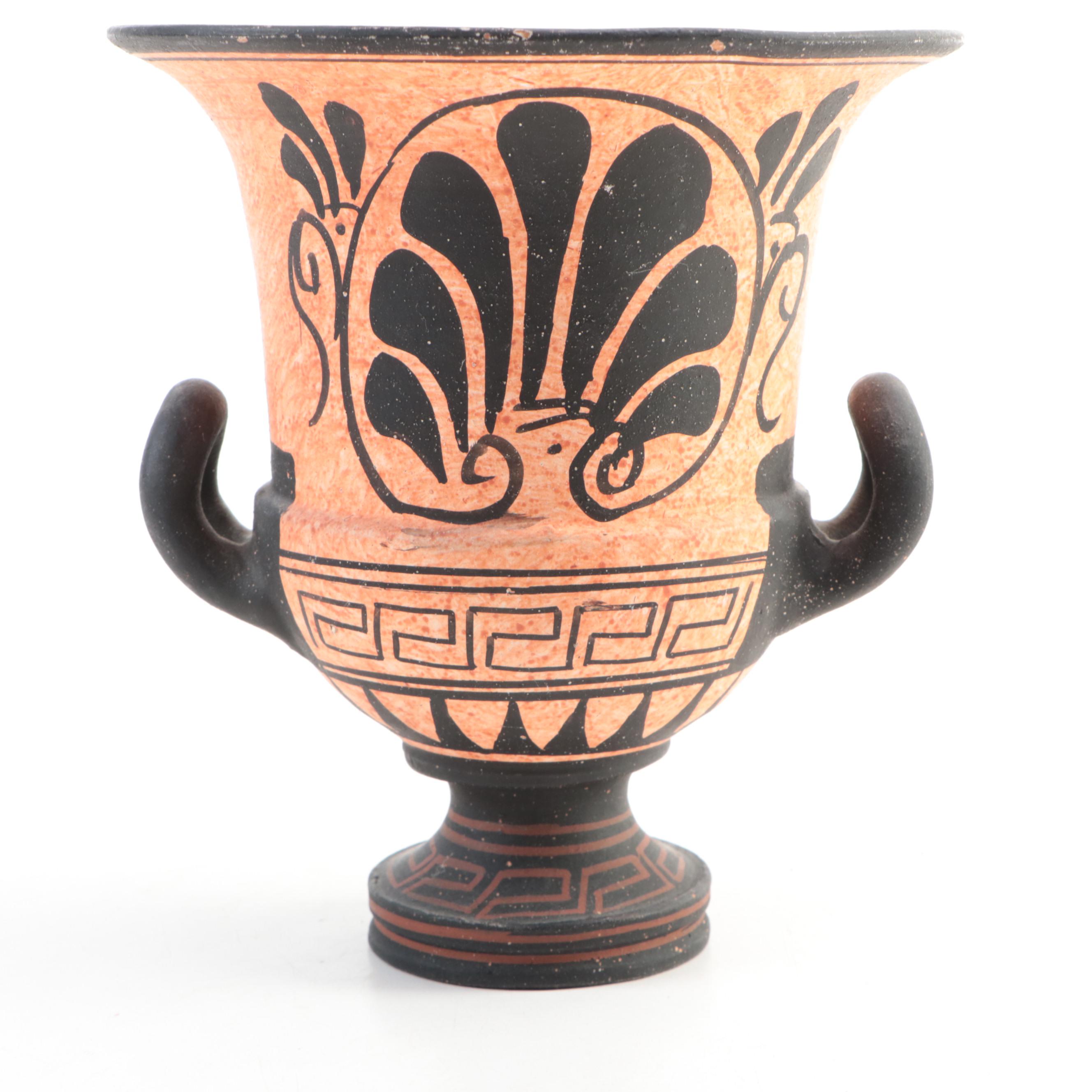 Greek Black Figure Pottery Charger and Urn