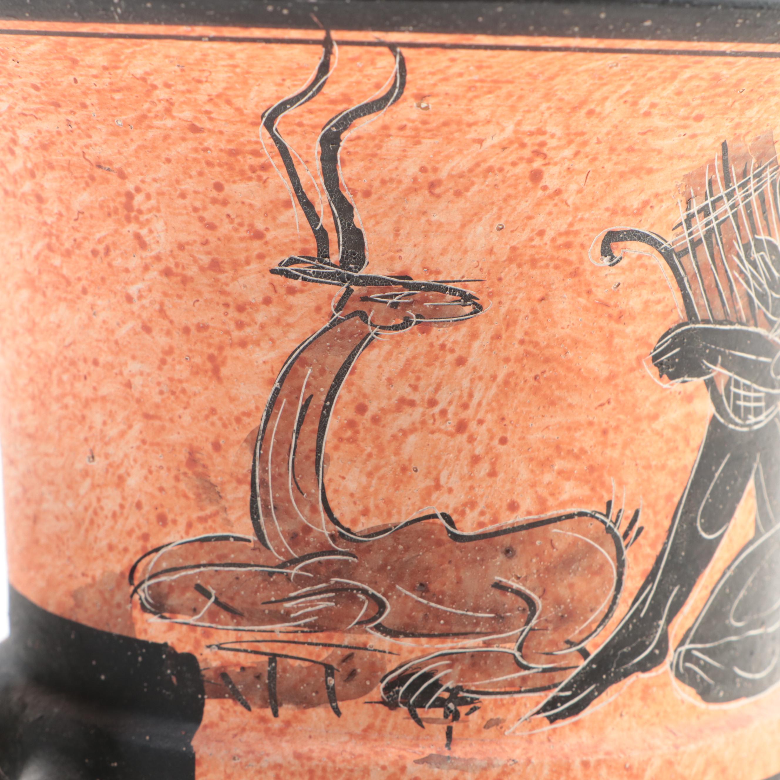 Greek Black Figure Pottery Charger and Urn