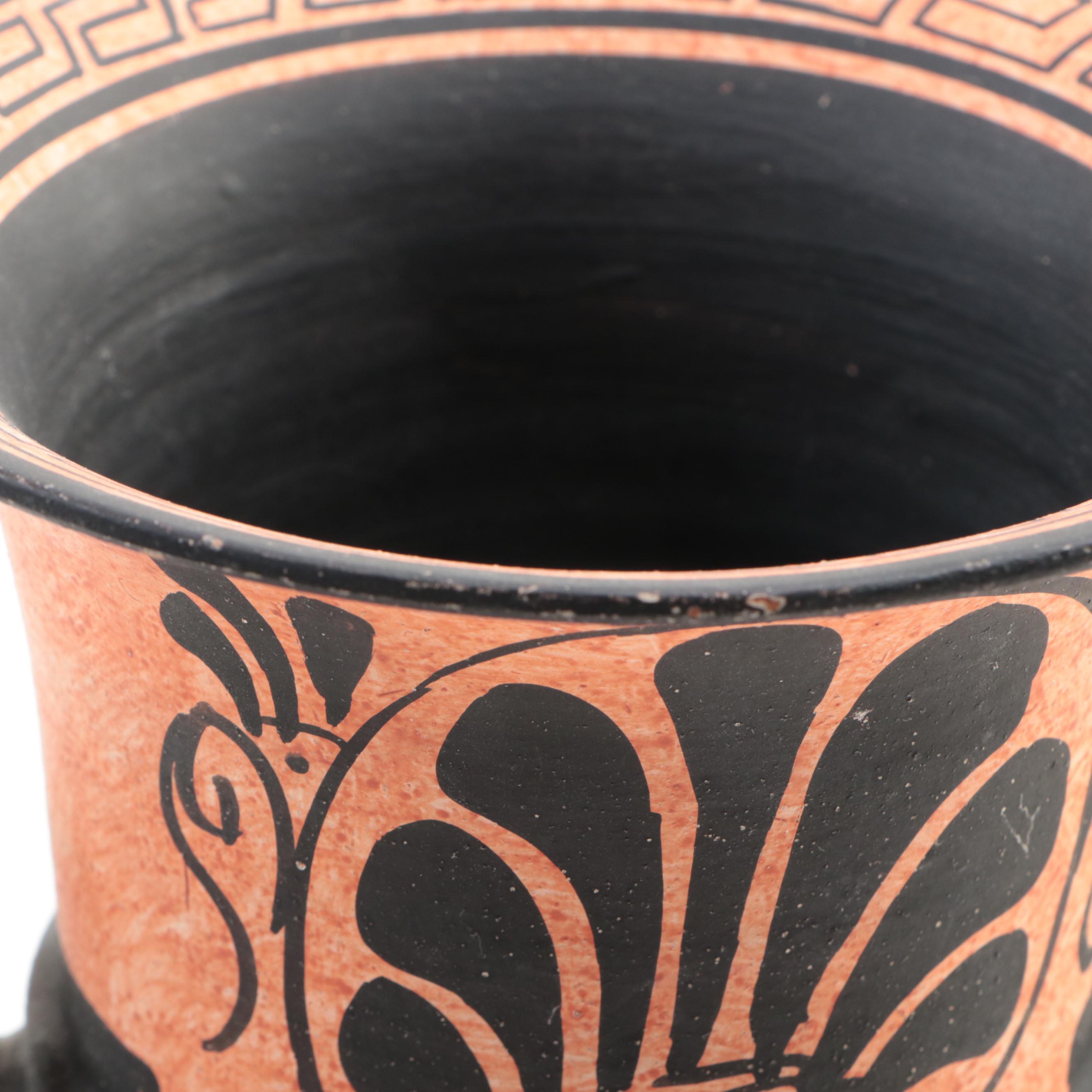 Greek Black Figure Pottery Charger and Urn
