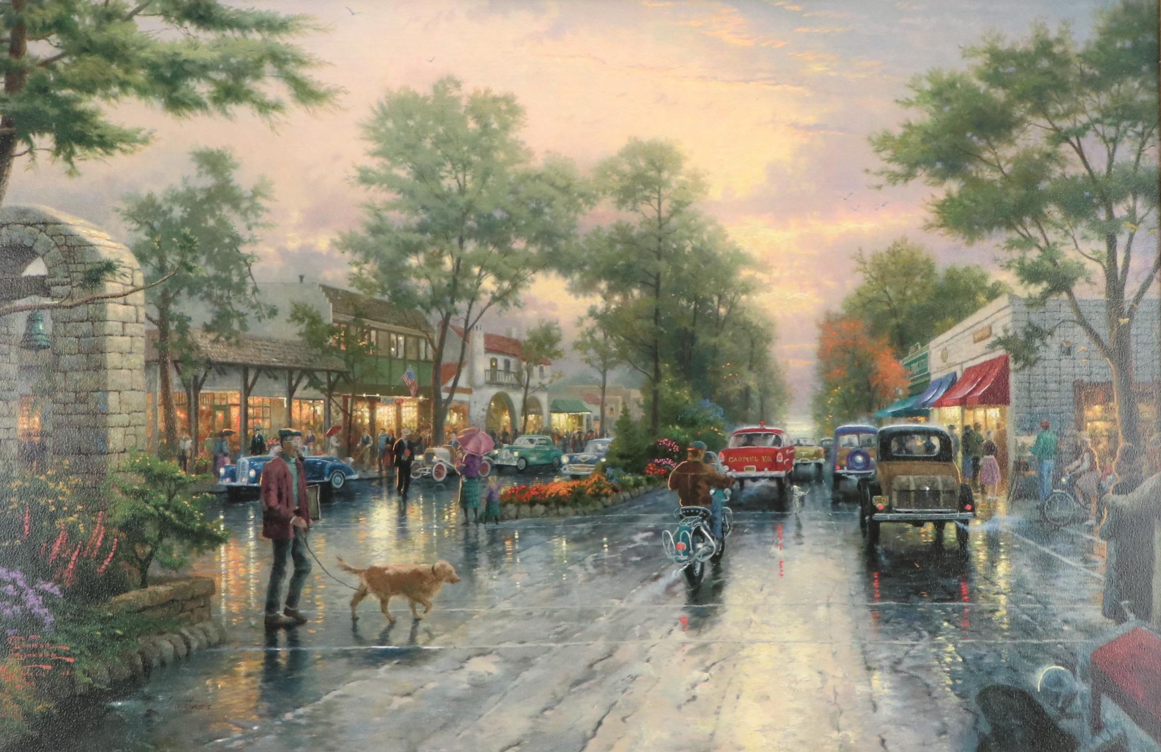 Thomas Kinkade Offset Lithograph "Carmel, Sunset on Ocean Avenue"