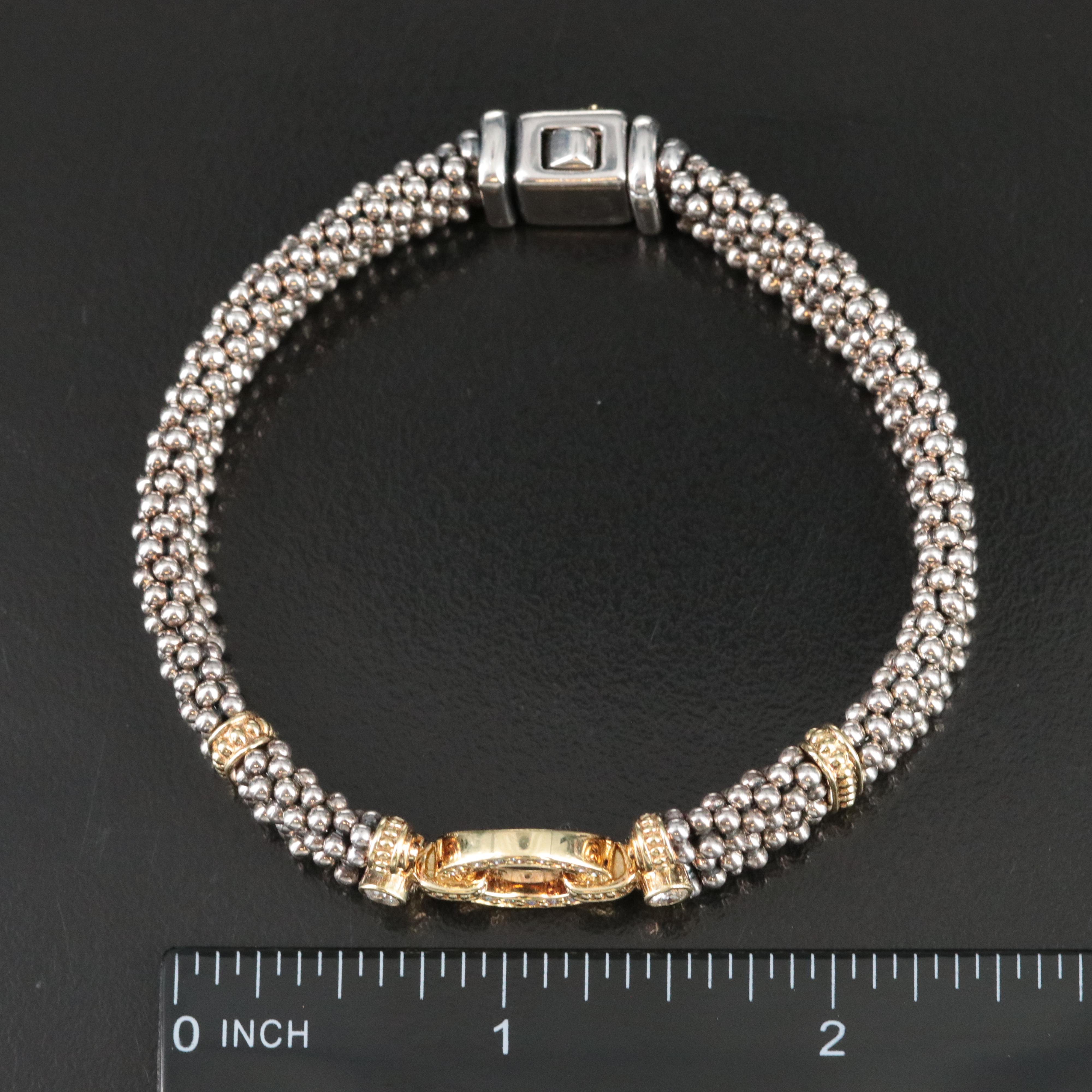 Caviar  by Lagos Enso Sterling and 18K 0.48 CTW Diamond Circle Bracelet