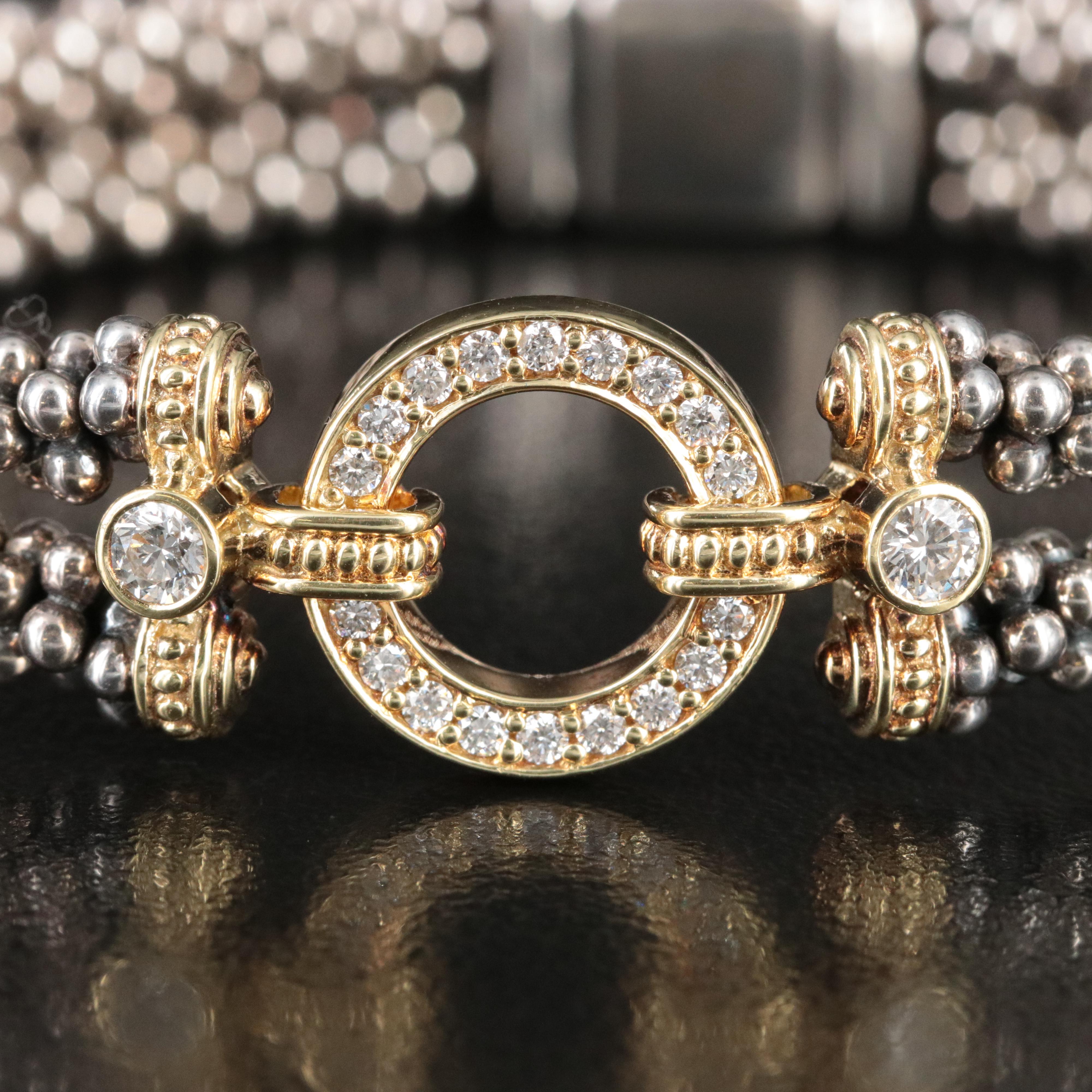 Caviar  by Lagos Enso Sterling and 18K 0.48 CTW Diamond Circle Bracelet