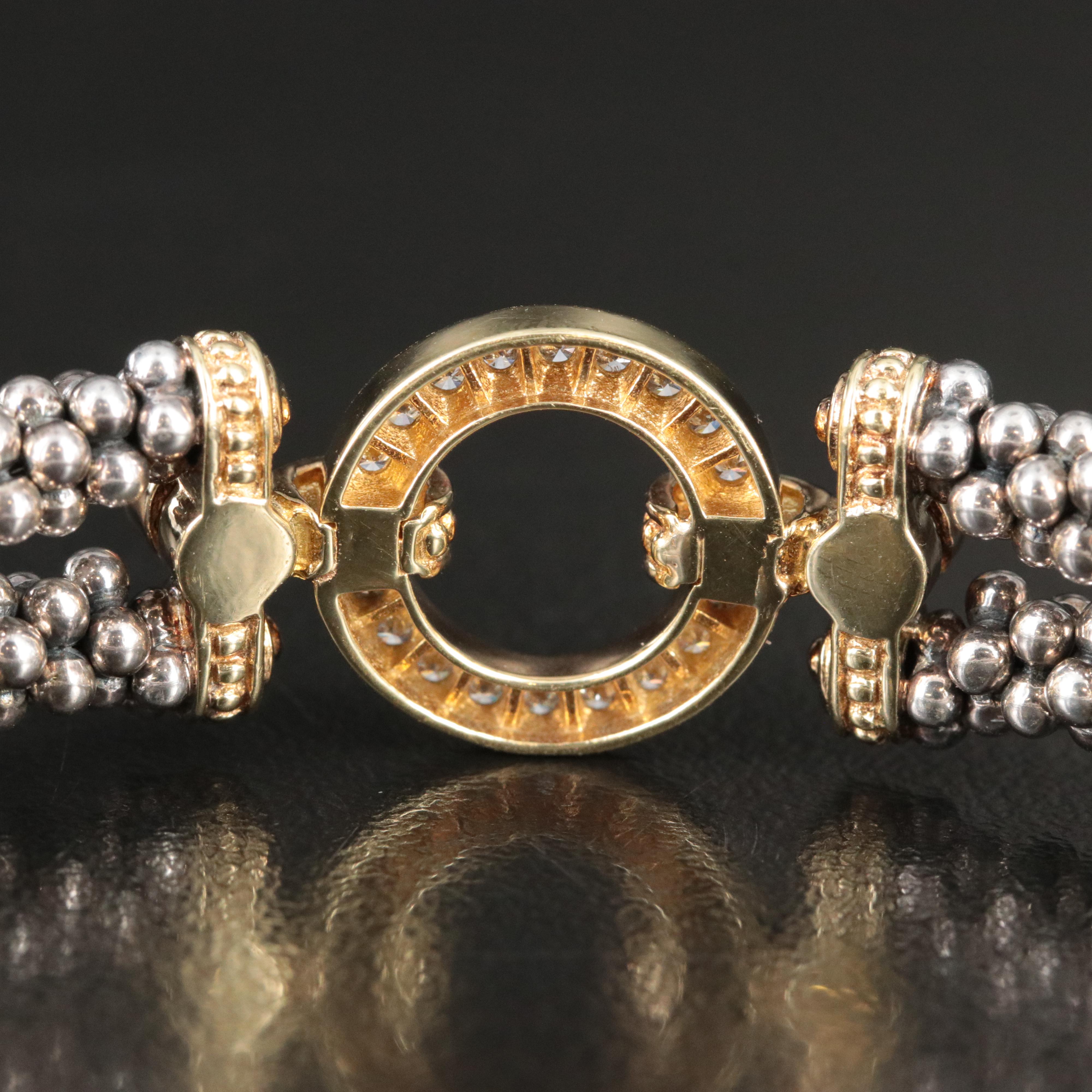 Caviar  by Lagos Enso Sterling and 18K 0.48 CTW Diamond Circle Bracelet