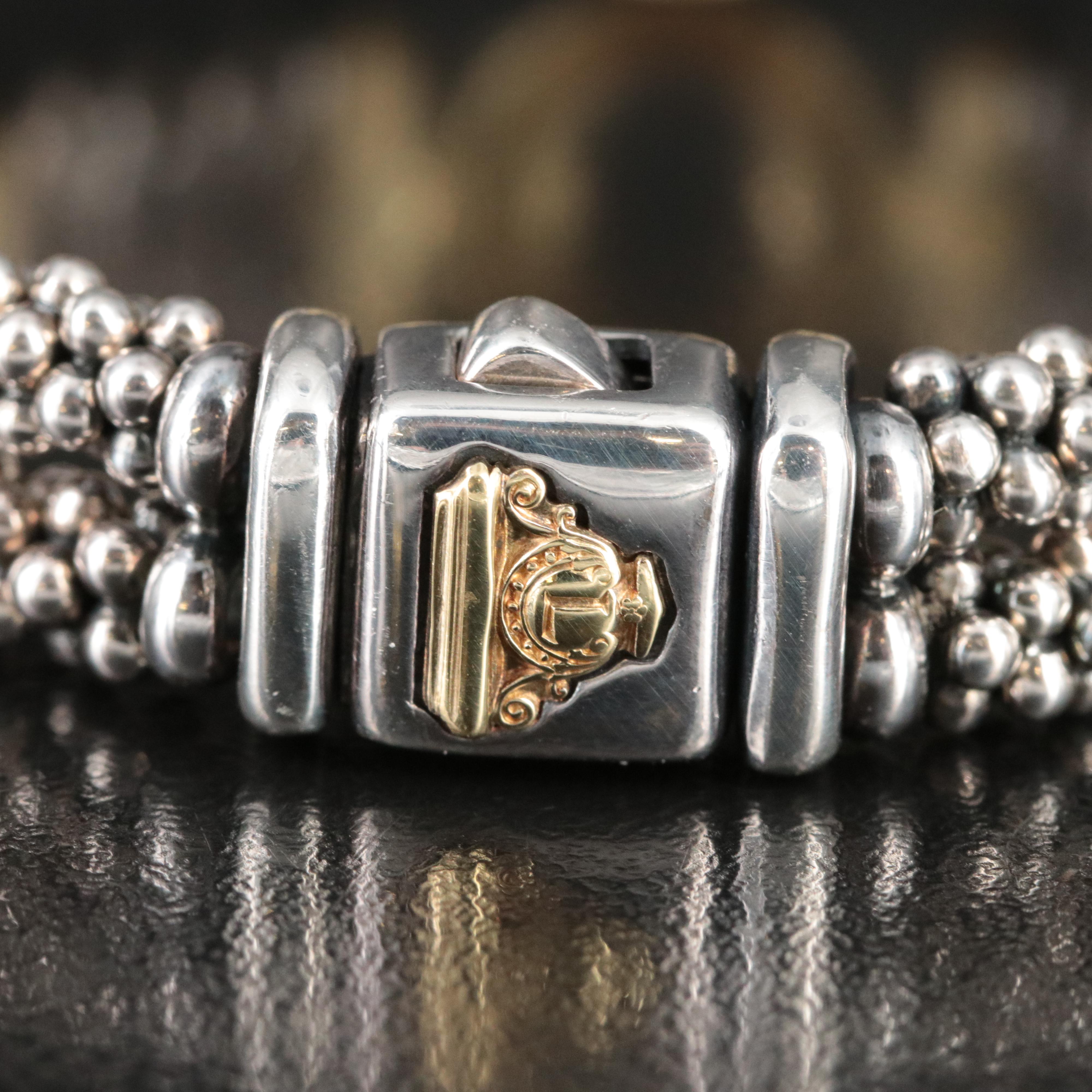 Caviar  by Lagos Enso Sterling and 18K 0.48 CTW Diamond Circle Bracelet