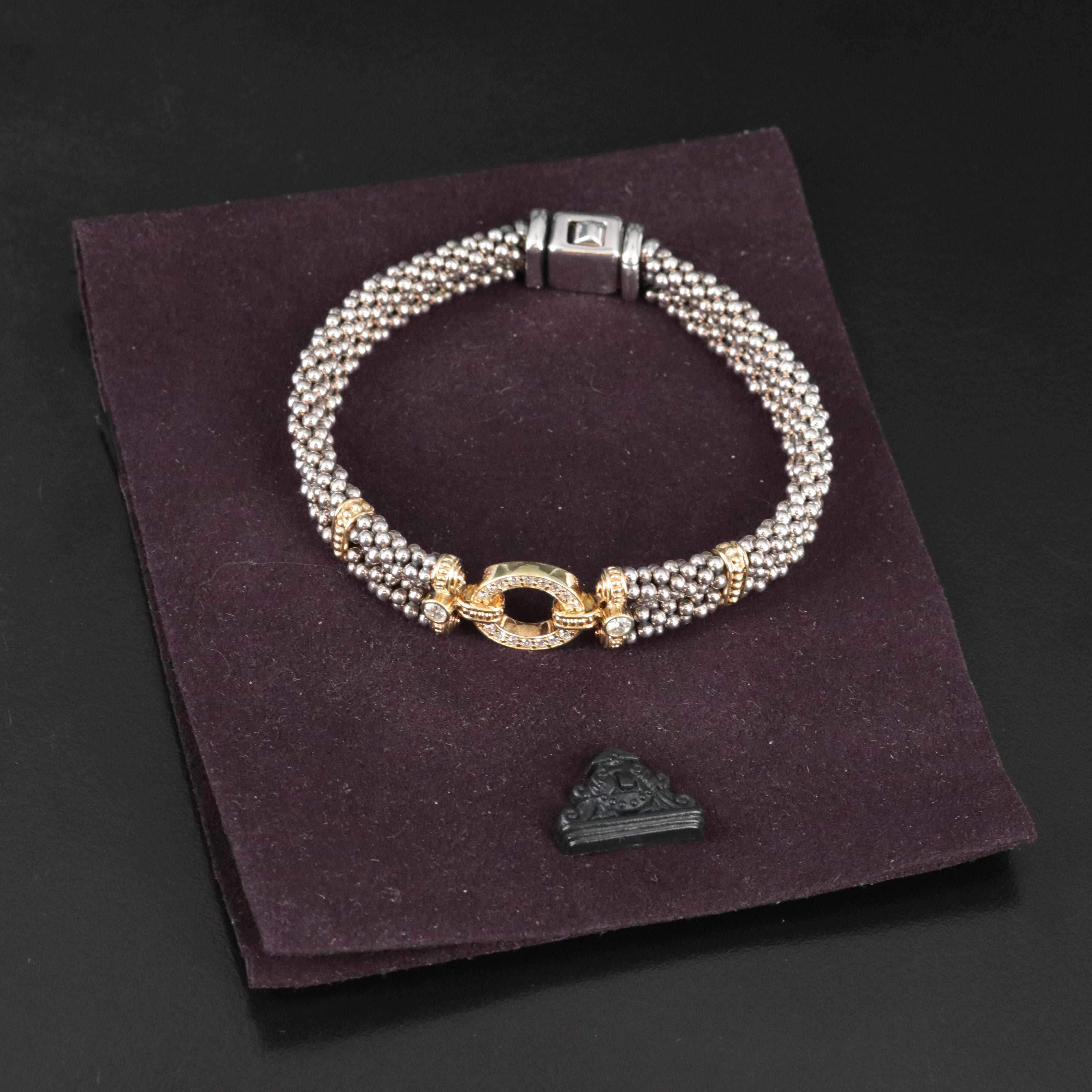 Caviar  by Lagos Enso Sterling and 18K 0.48 CTW Diamond Circle Bracelet