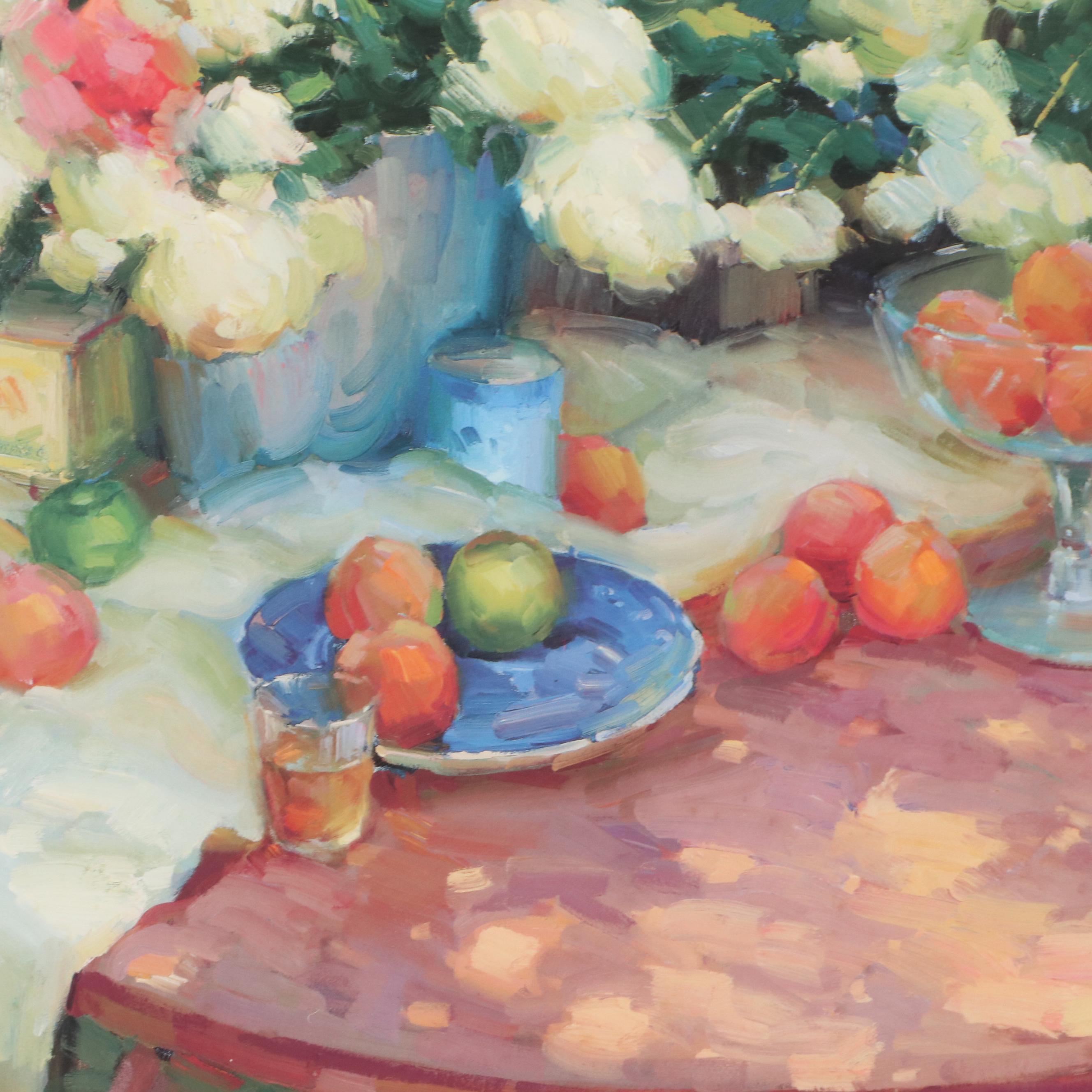 Offset Lithograph After Ovanes Berberian "Peonies and Peaches"