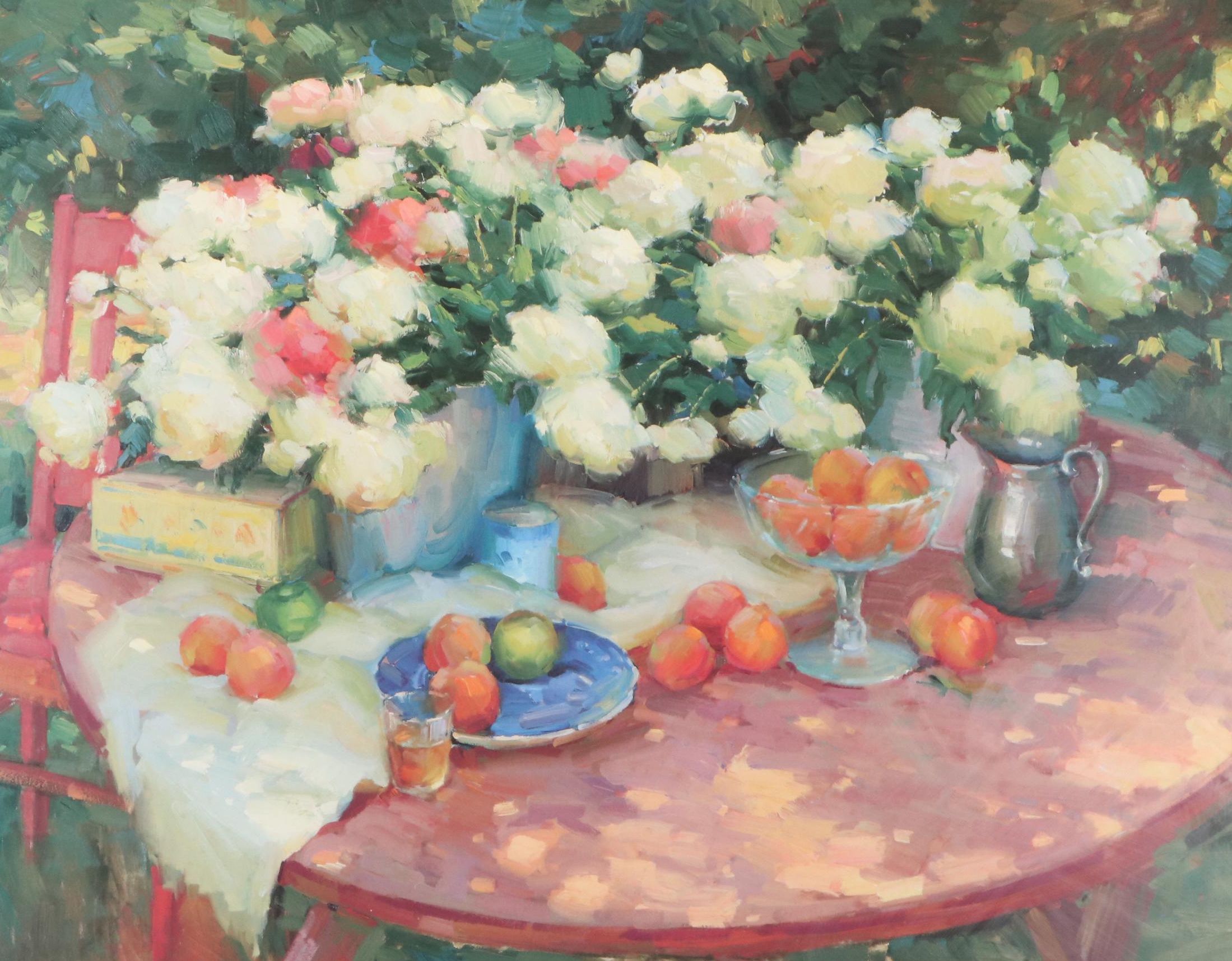 Offset Lithograph After Ovanes Berberian "Peonies and Peaches"