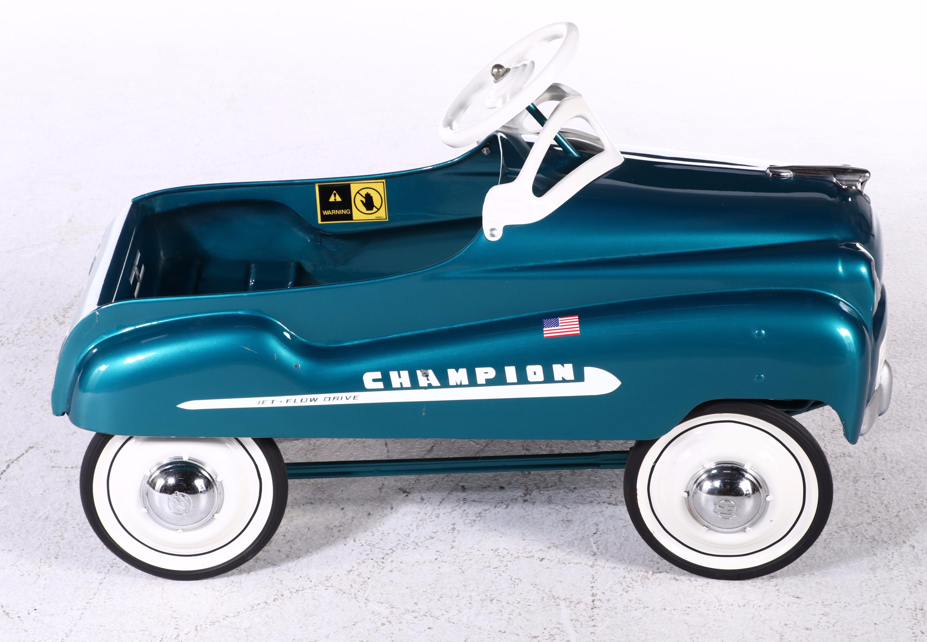 Restored Murray "Champion" Blue Metal Pedal Car, 1950s