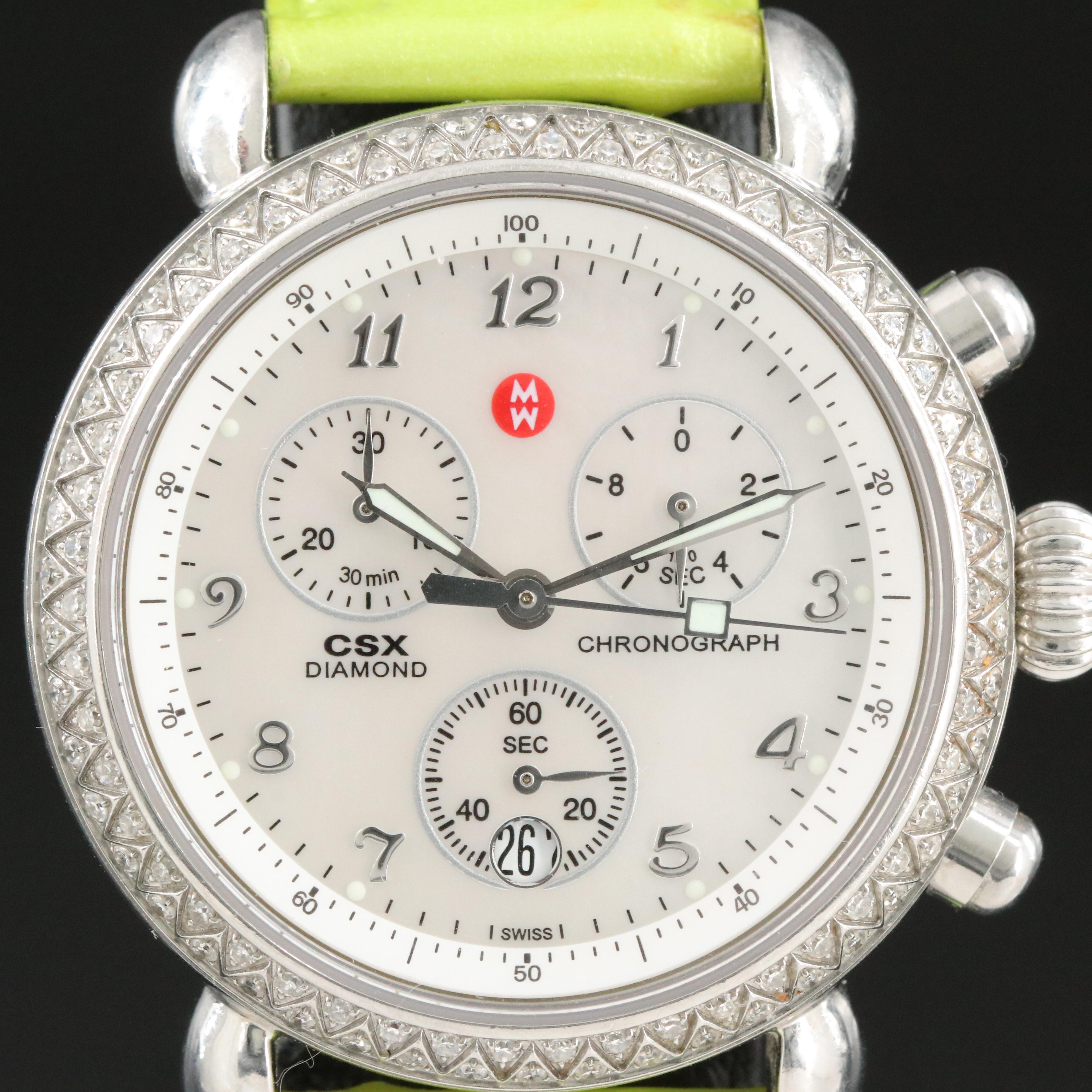 Michele CSX Diamond Chronograph Mother-of-Pearl Dial Watch