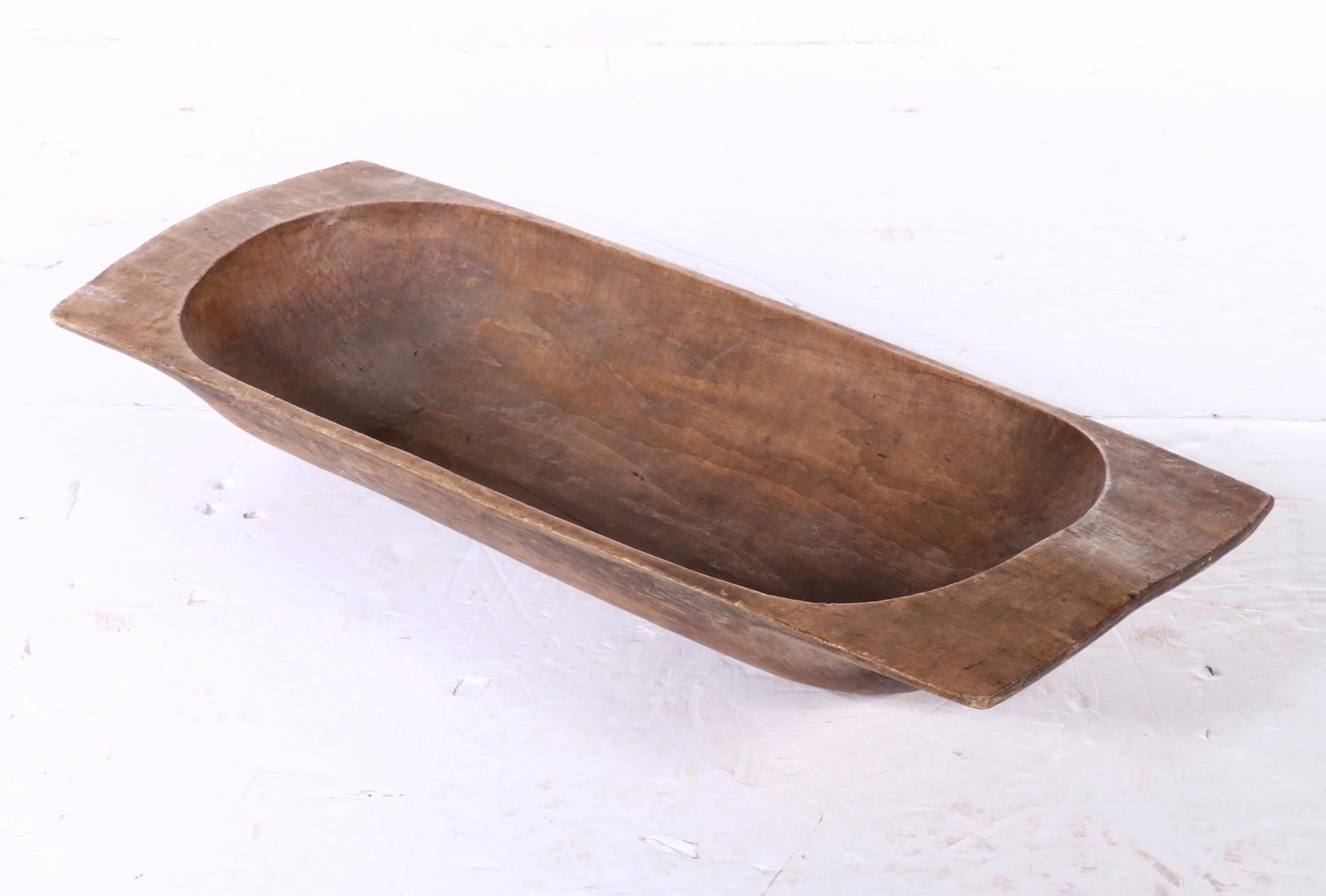 Primitive Style Wooden Trencher Dough Bowl