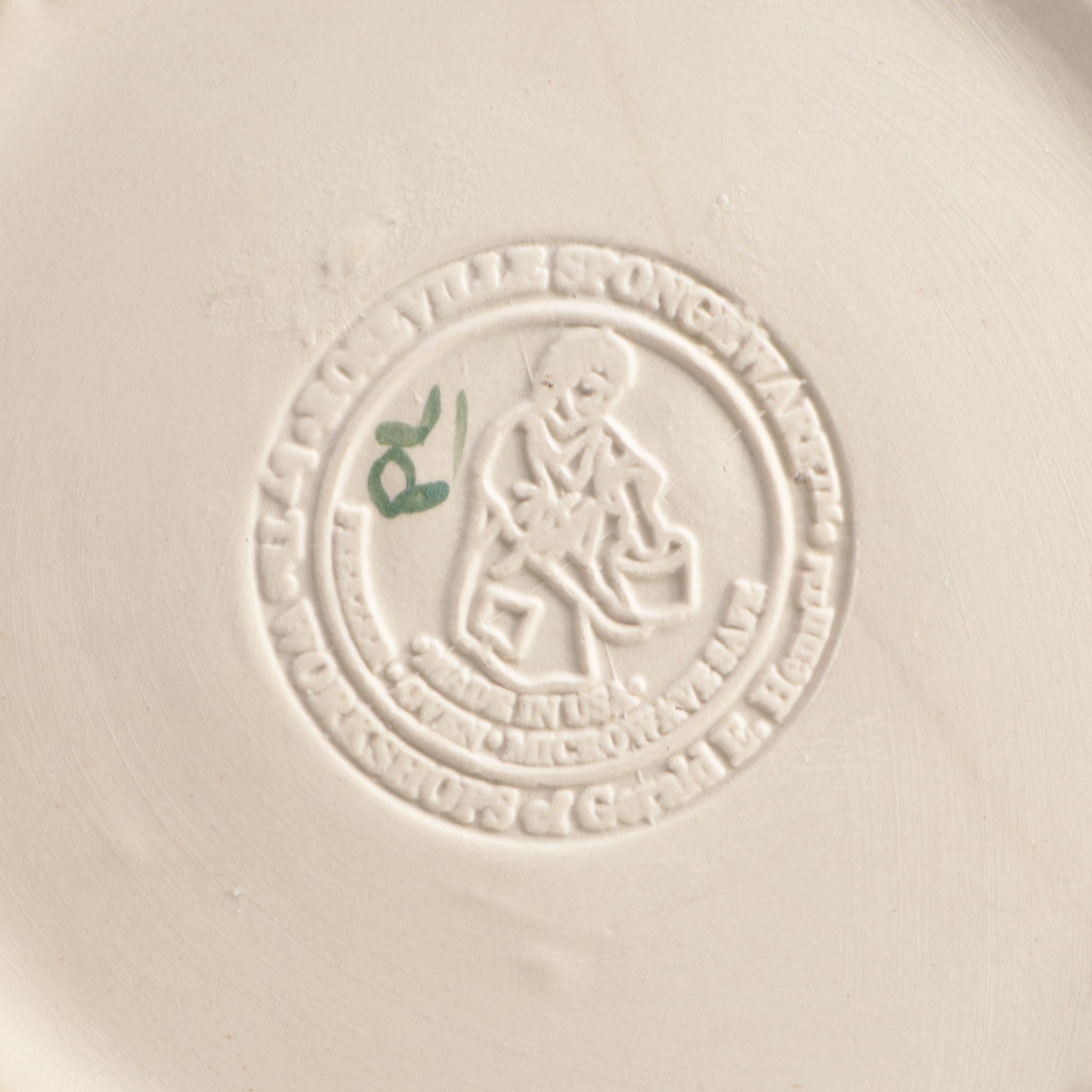 Roseville Pottery Green Spongeware Serving and Soup Bowls