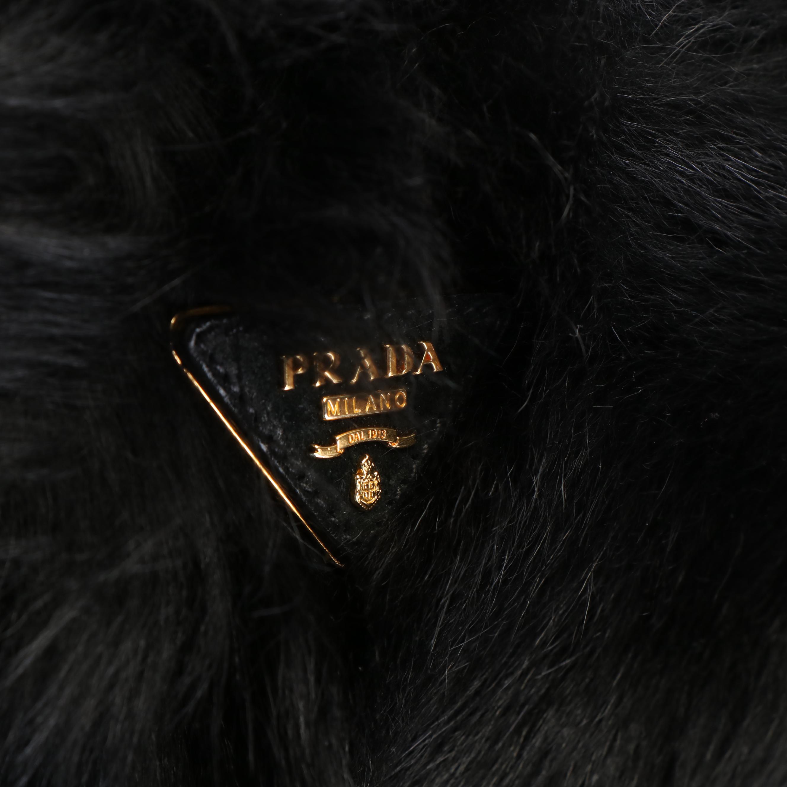 Prada Eco Kidassia Garden Tote in Faux Fur and Black Suede