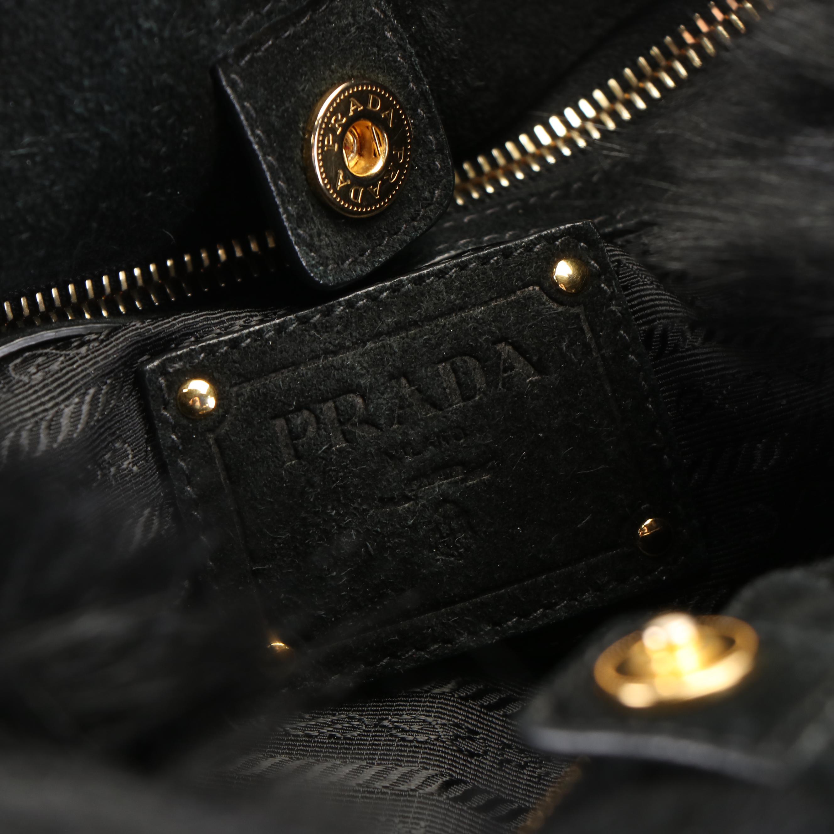 Prada Eco Kidassia Garden Tote in Faux Fur and Black Suede