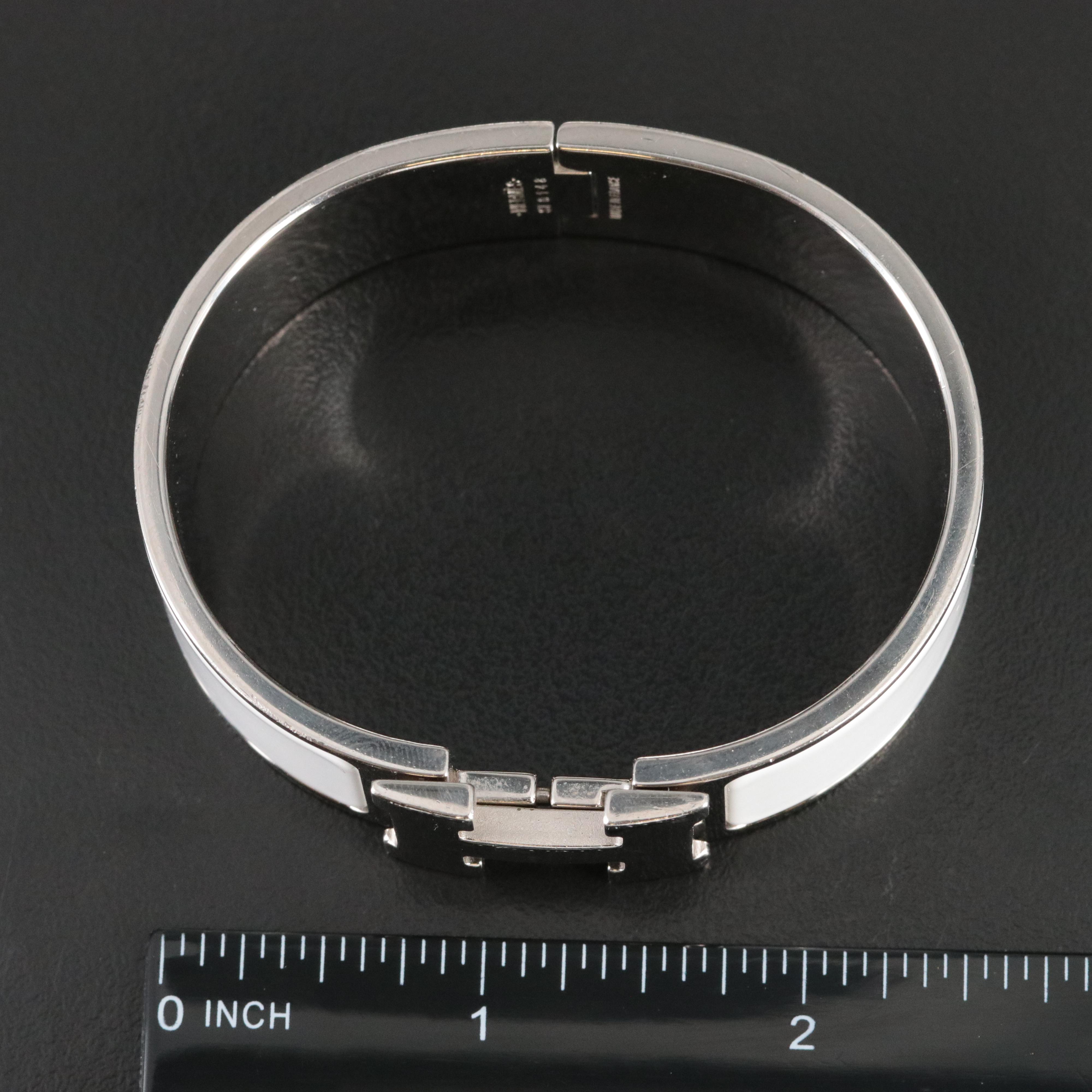 Hermès Clic Clac H Bracelet in White Enamel
