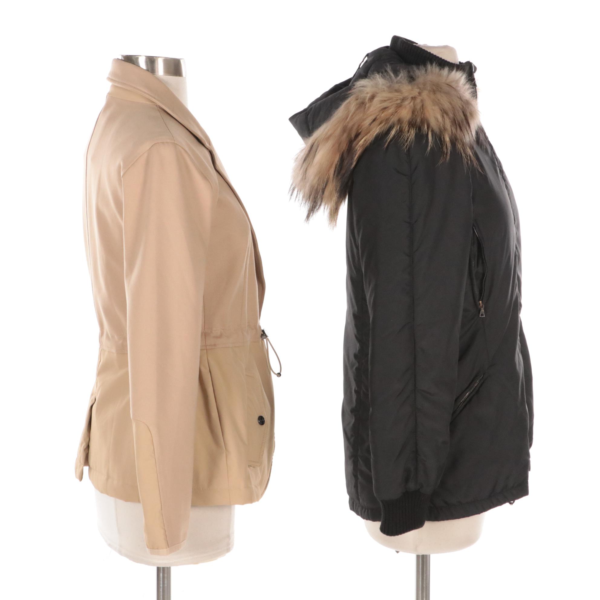 Anatomie Nylon Blend Blazer Jacket and Authier Zip-Jacket with Fur Trim Hood