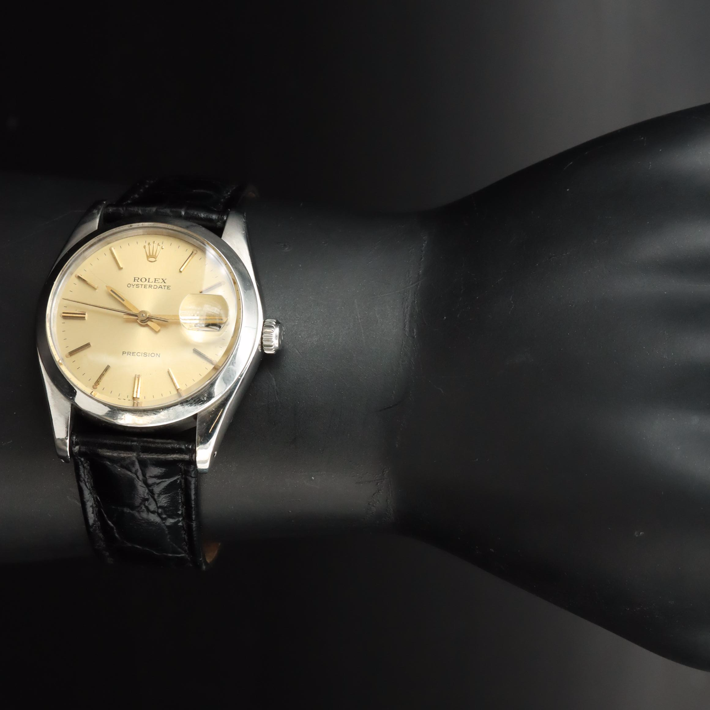 1975 Rolex Oysterdate Precision 6694 Champagne Steel Watch