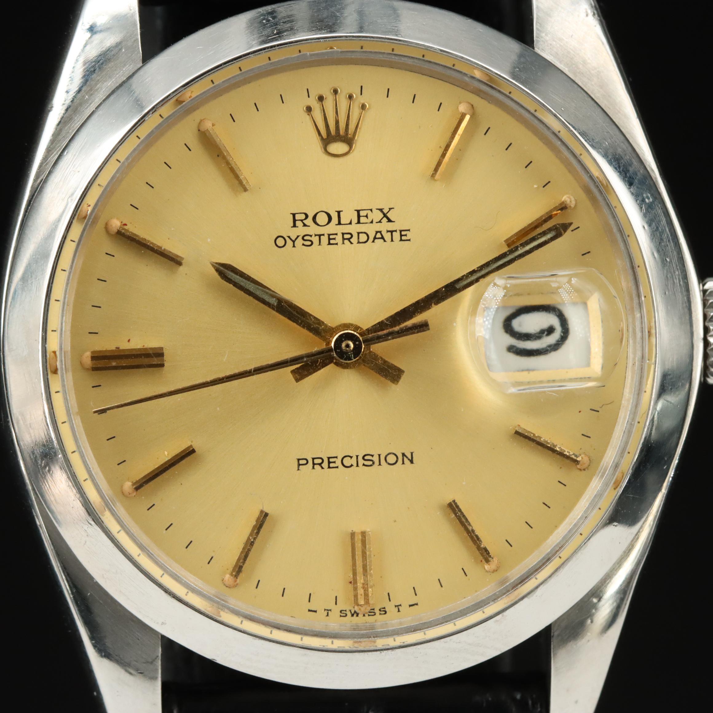 1975 Rolex Oysterdate Precision 6694 Champagne Steel Watch