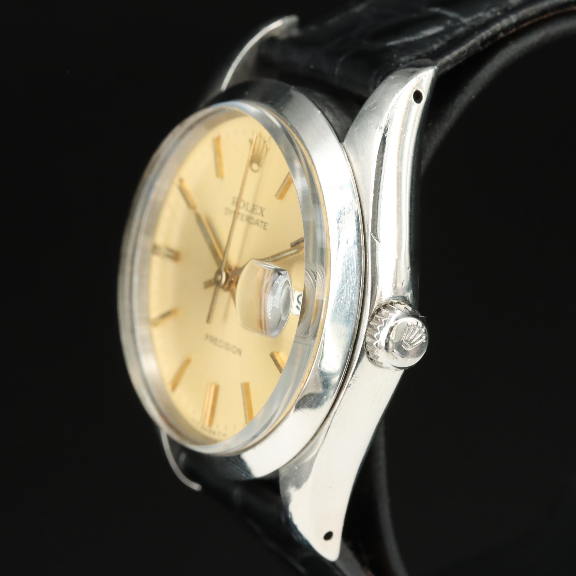 1975 Rolex Oysterdate Precision 6694 Champagne Steel Watch