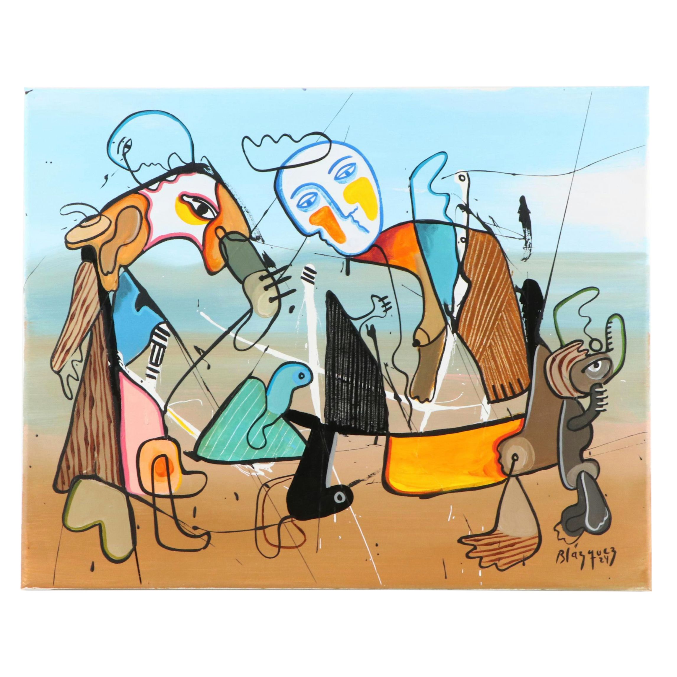 Michel Blázquez Stylized Acrylic Painting "Surrealism Landscape El Estoico #20"