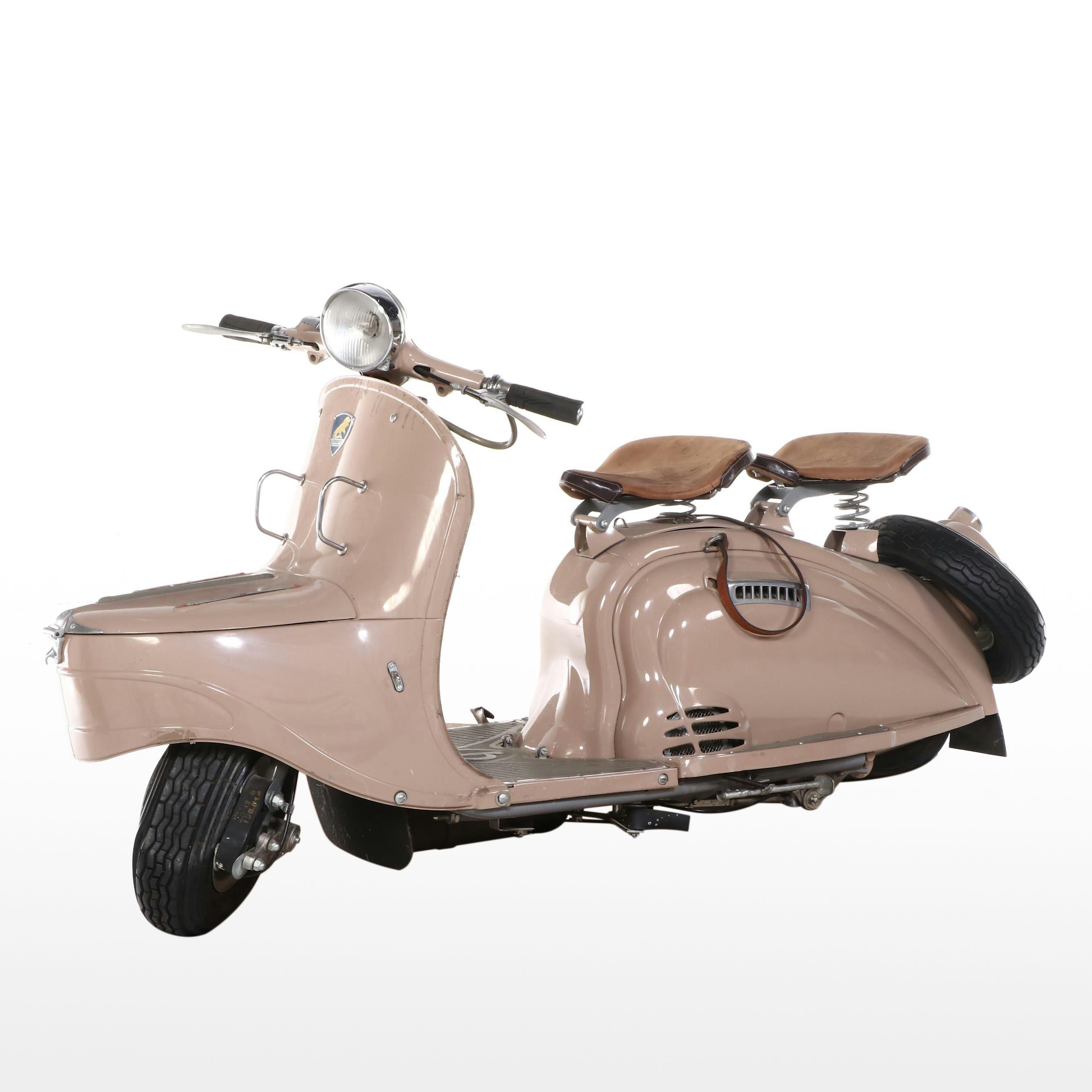 1959 French Peugeot Model 157B Tan Two-Seat Scooter