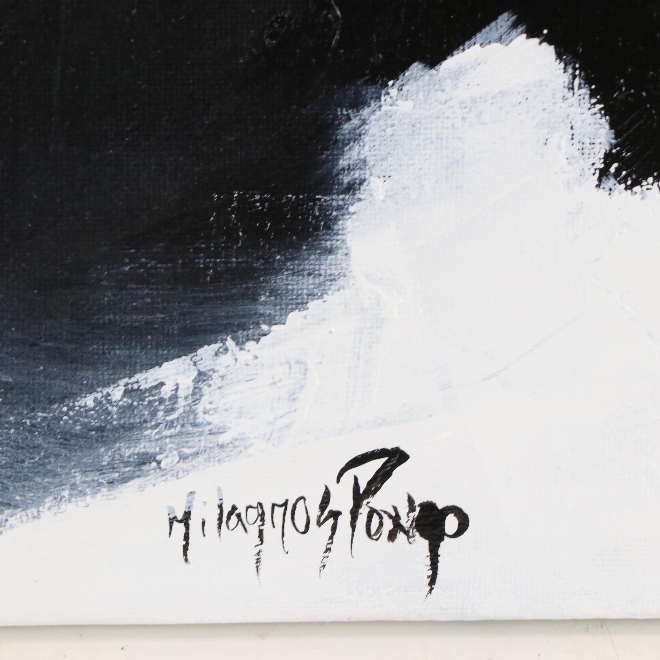 Milagros Pongo Abstract Mixed Media Painting "Neutral," 21st Century