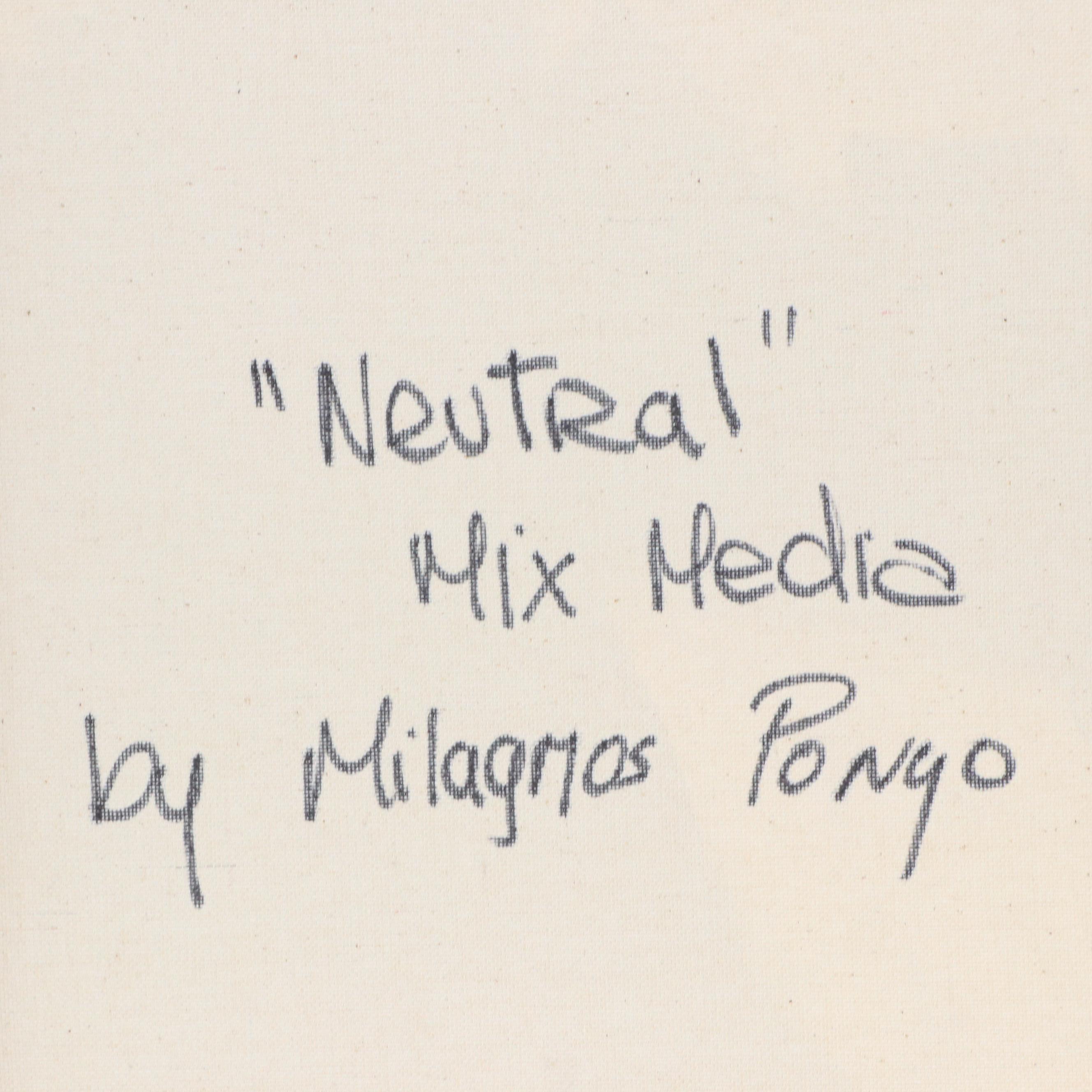 Milagros Pongo Abstract Mixed Media Painting "Neutral," 21st Century