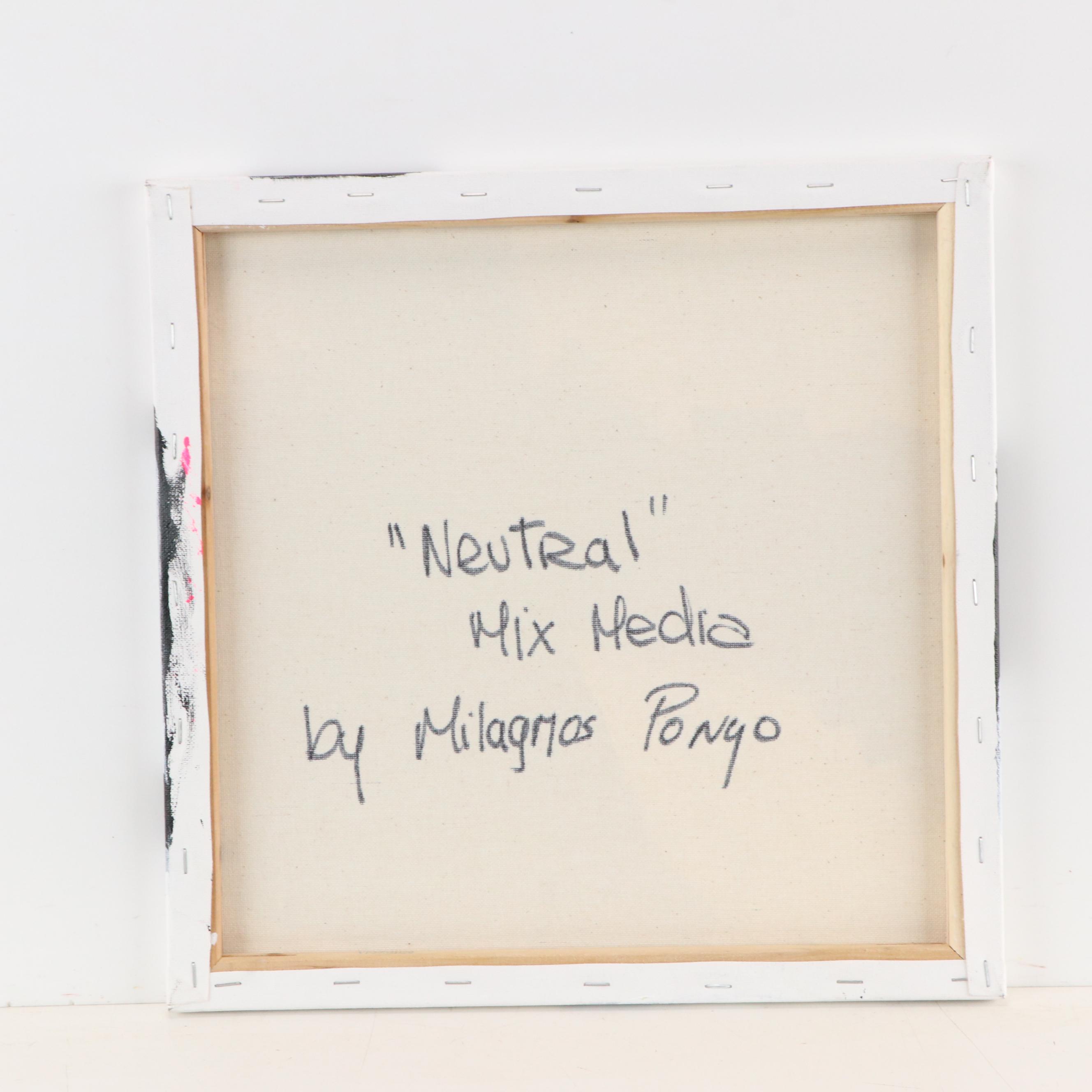 Milagros Pongo Abstract Mixed Media Painting "Neutral," 21st Century