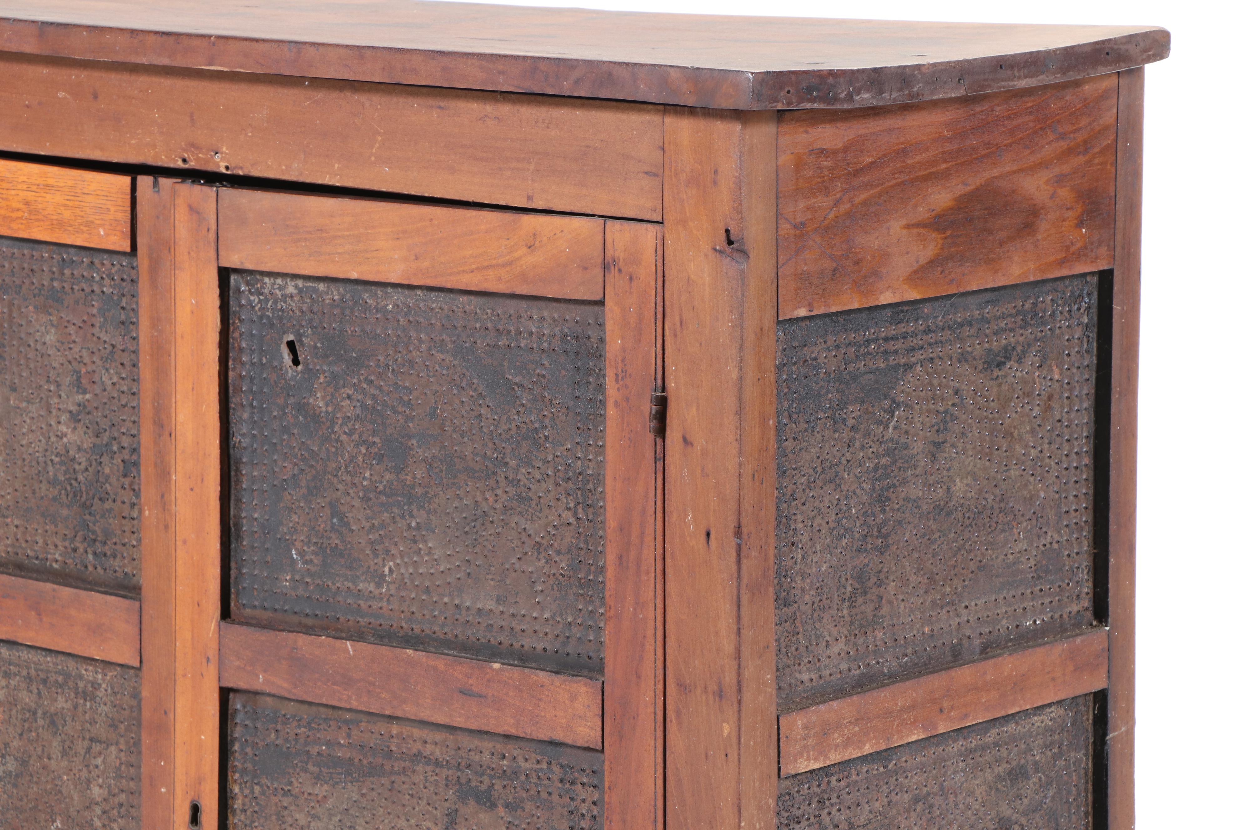 American Primitive Poplar and Oak Twelve-Tin Pie Safe, 19th Century