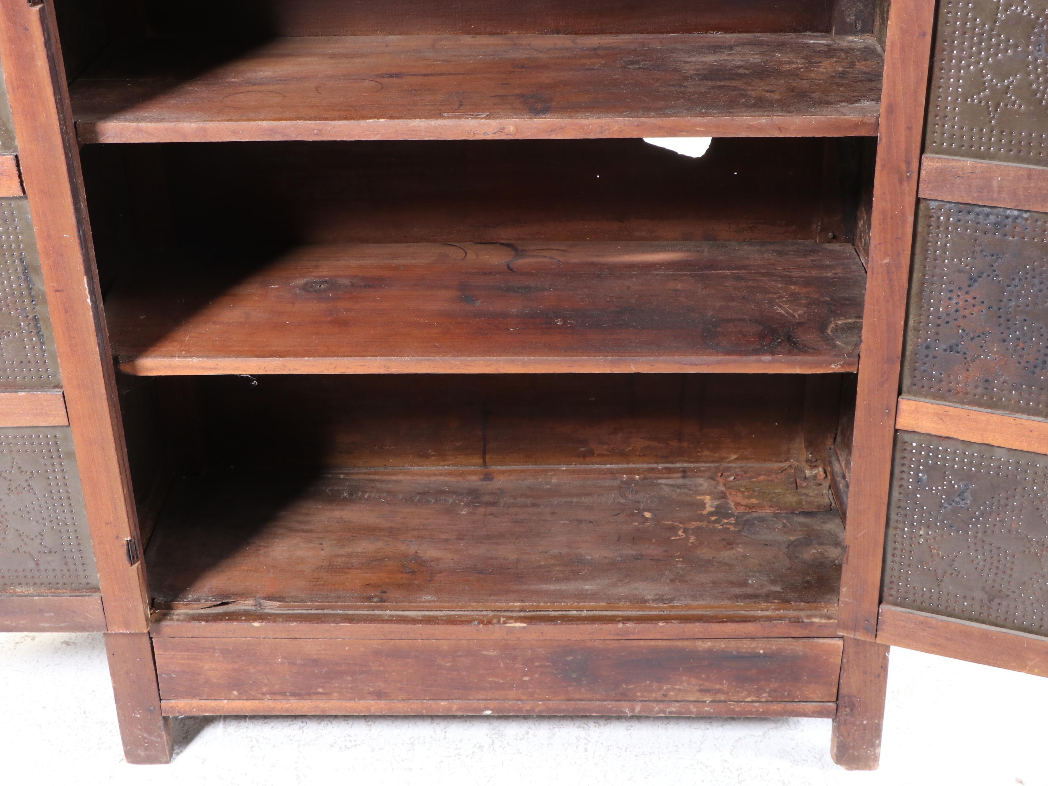 American Primitive Poplar and Oak Twelve-Tin Pie Safe, 19th Century