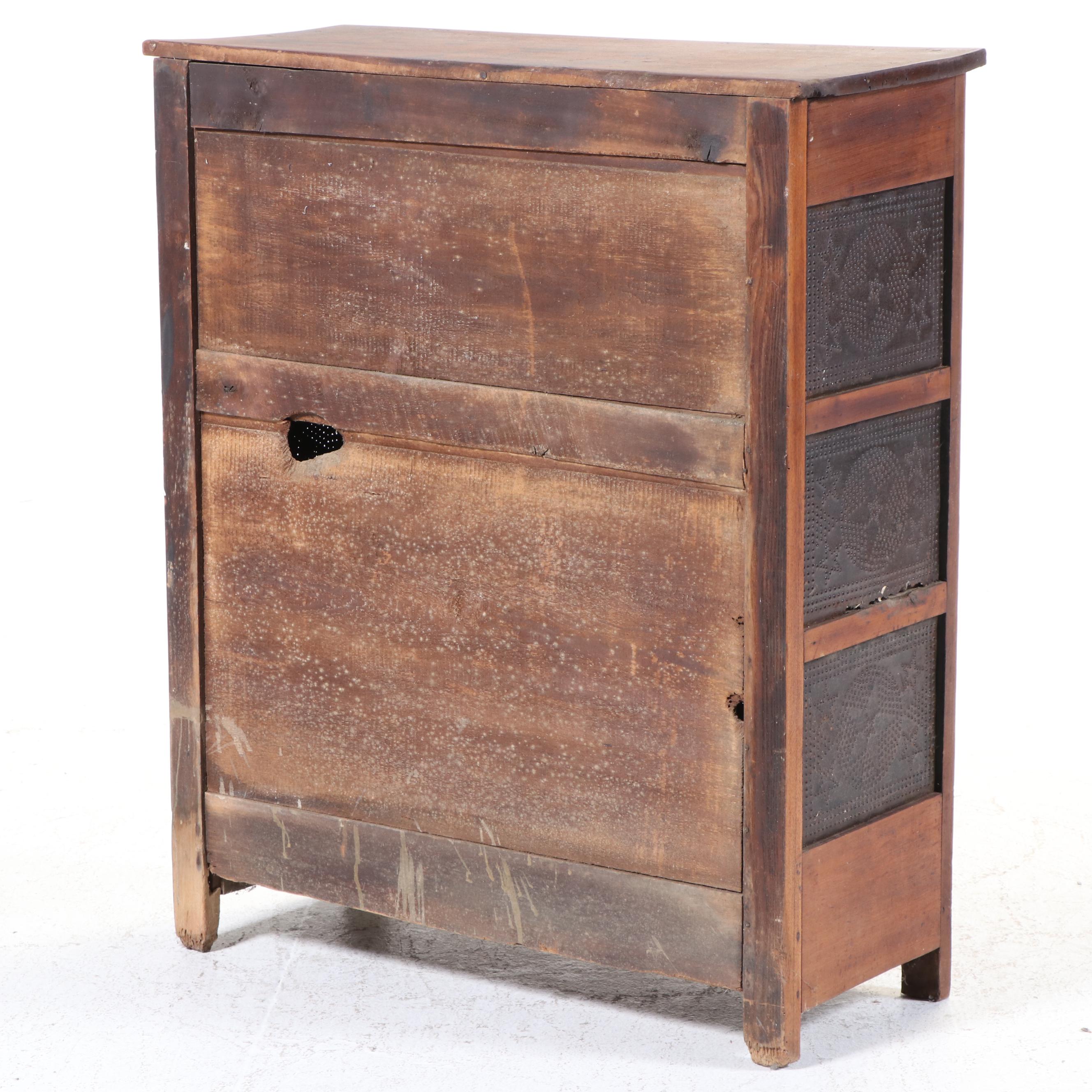 American Primitive Poplar and Oak Twelve-Tin Pie Safe, 19th Century