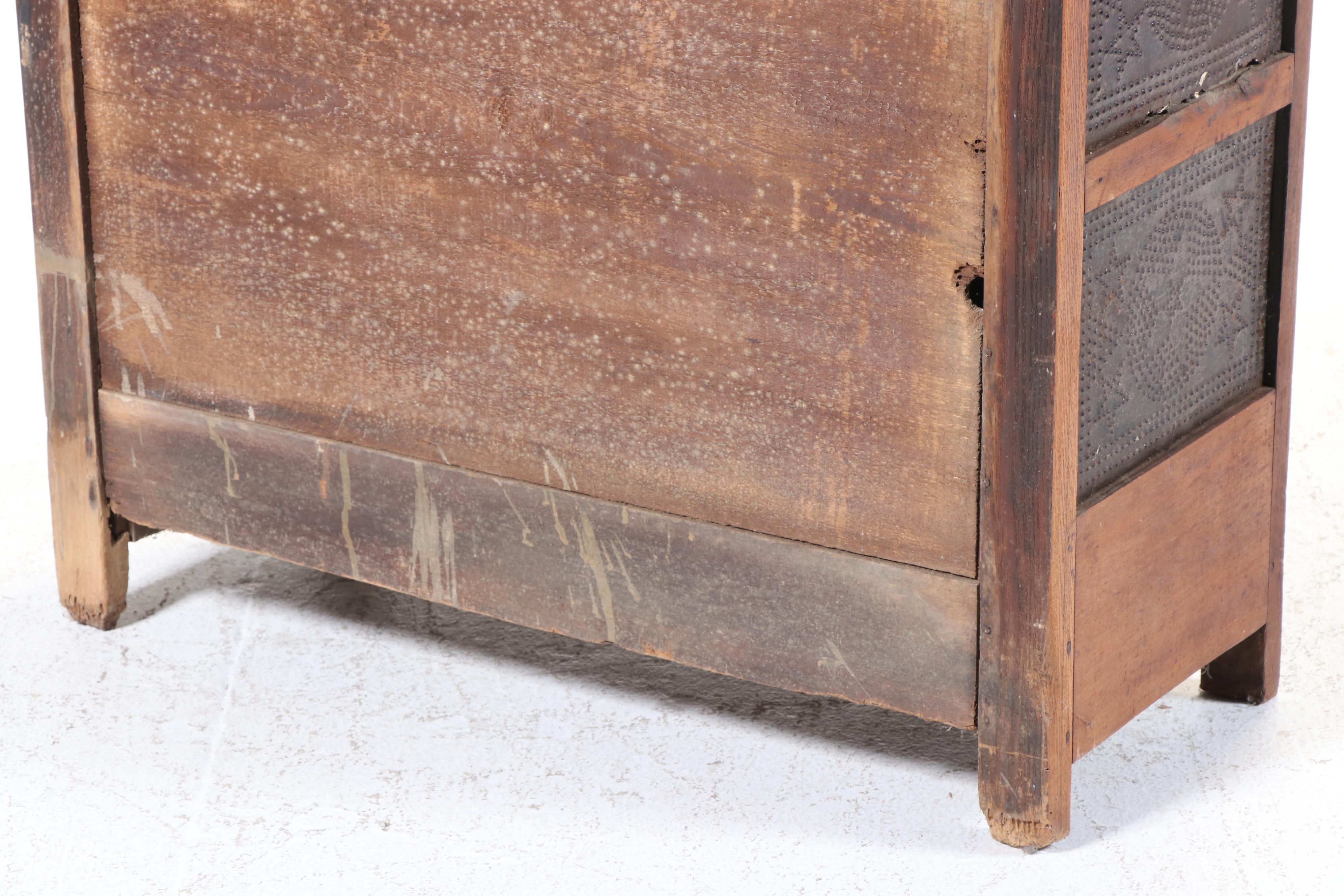 American Primitive Poplar and Oak Twelve-Tin Pie Safe, 19th Century