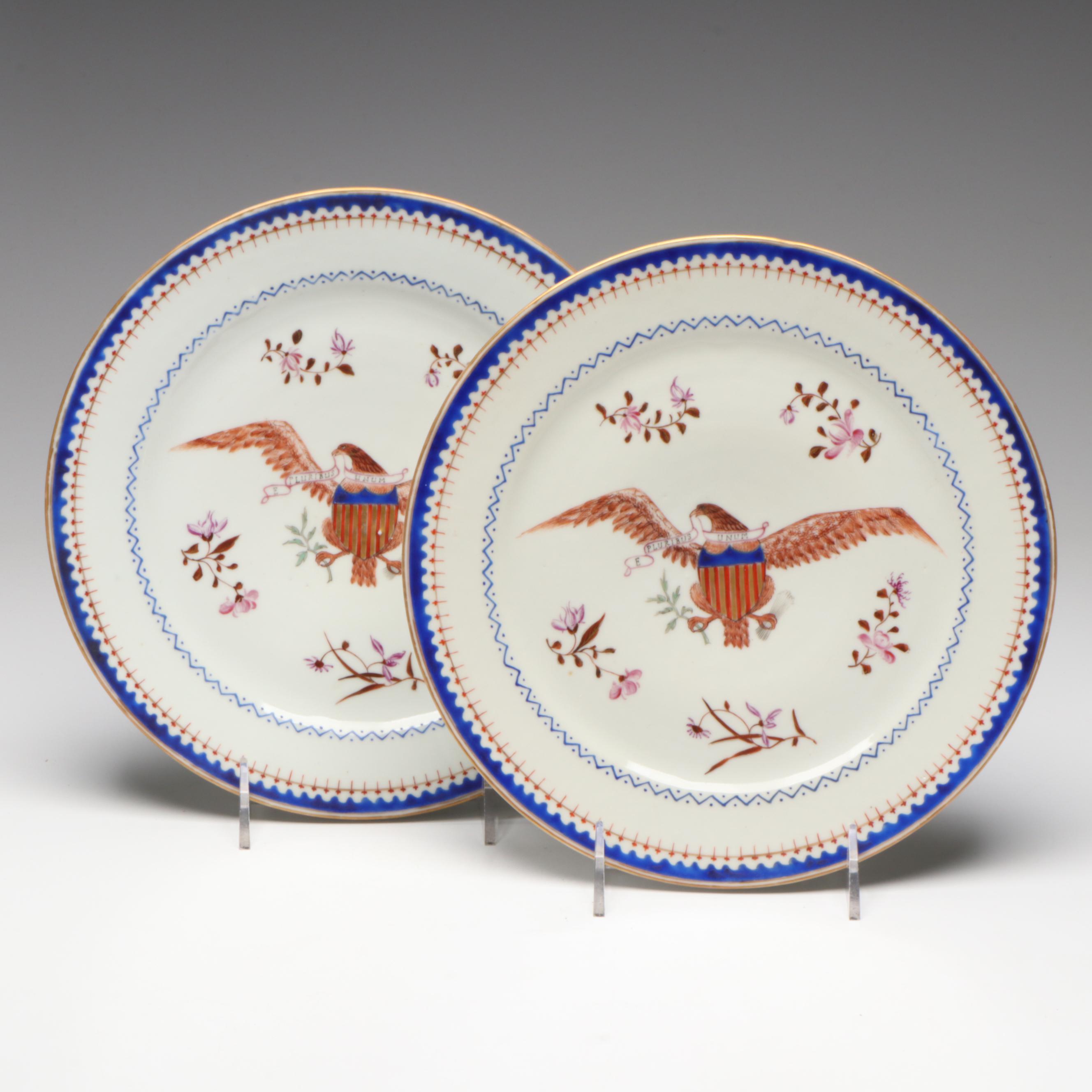 Pair of Chinese Export Plates For The American Market, 18th/19th Century
