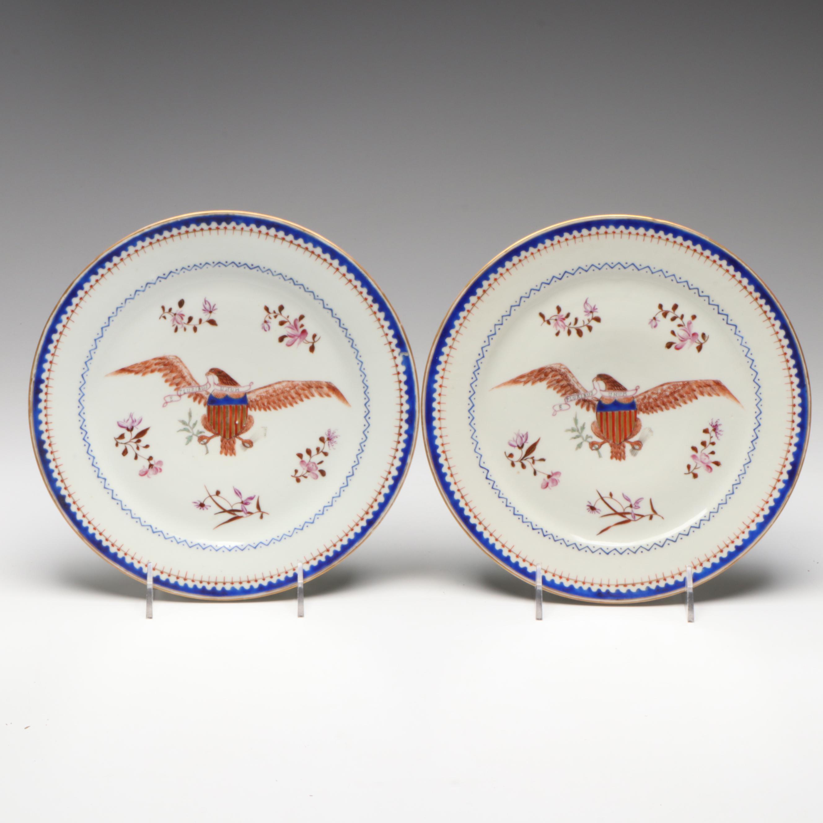 Pair of Chinese Export Plates For The American Market, 18th/19th Century