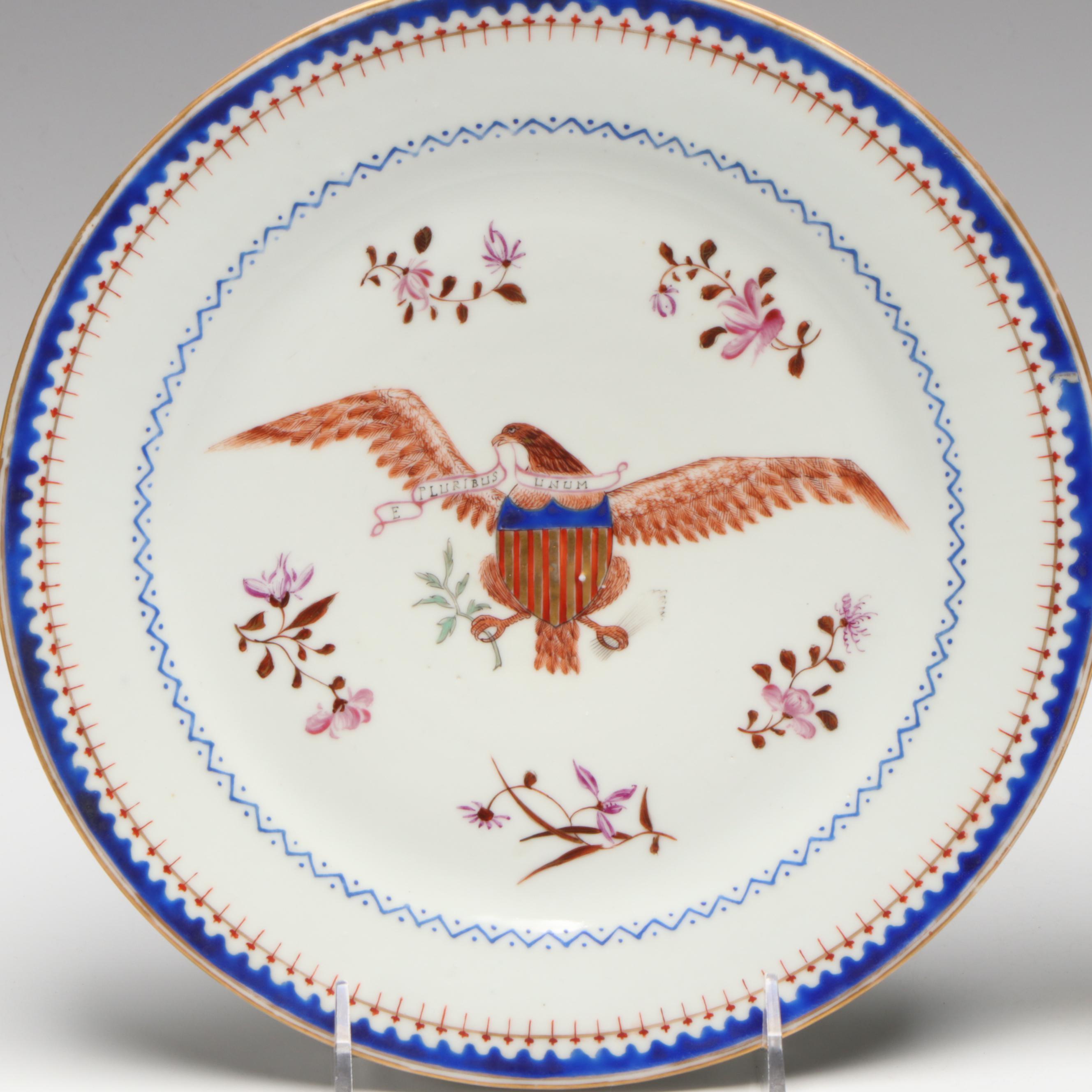 Pair of Chinese Export Plates For The American Market, 18th/19th Century