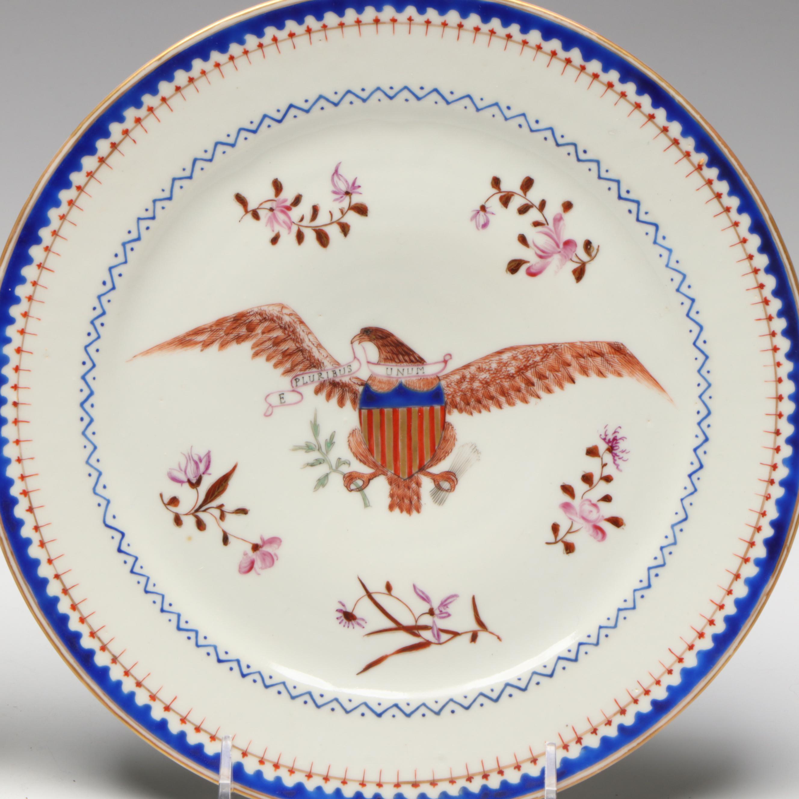 Pair of Chinese Export Plates For The American Market, 18th/19th Century